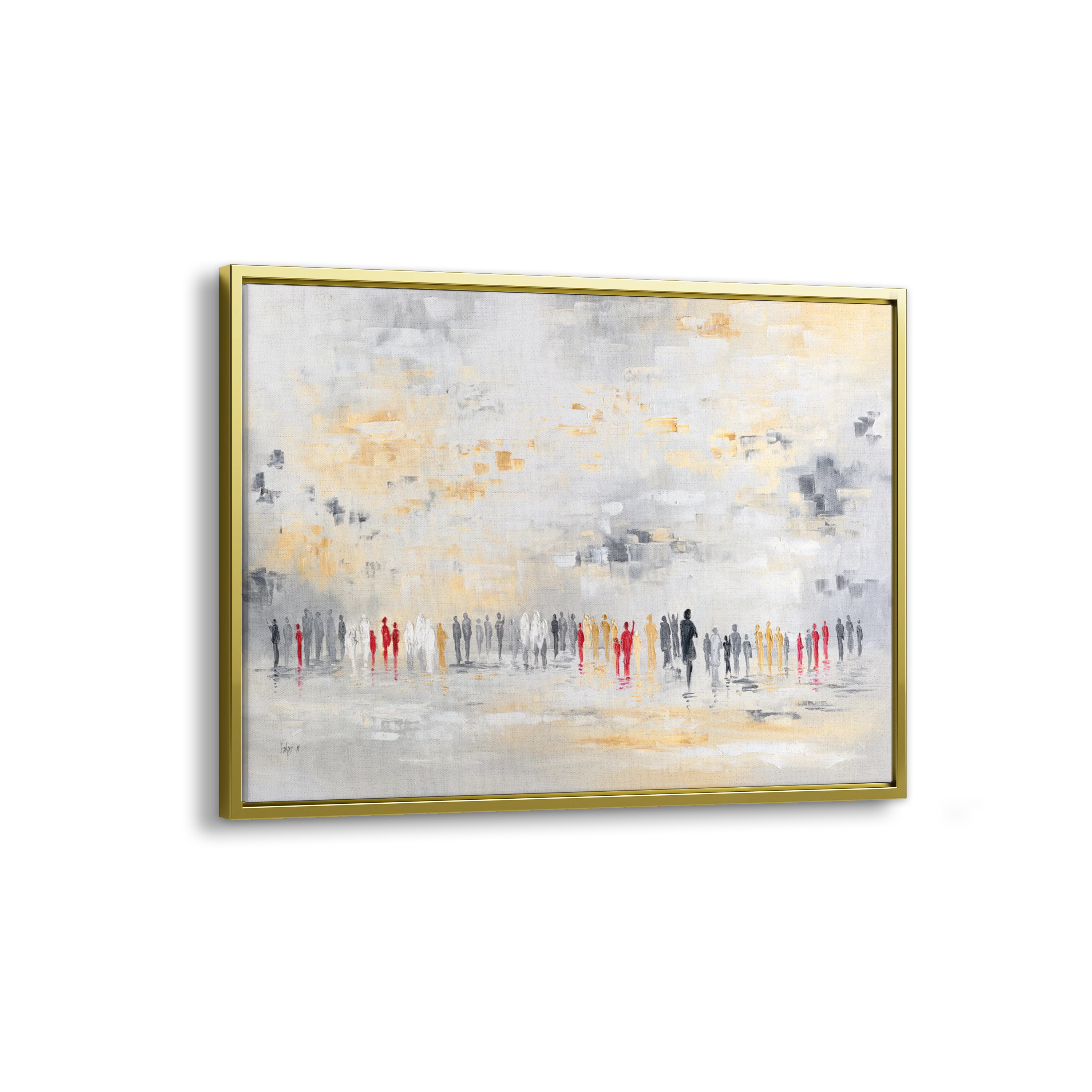 Golden White Western Wall Abstract - 40x24