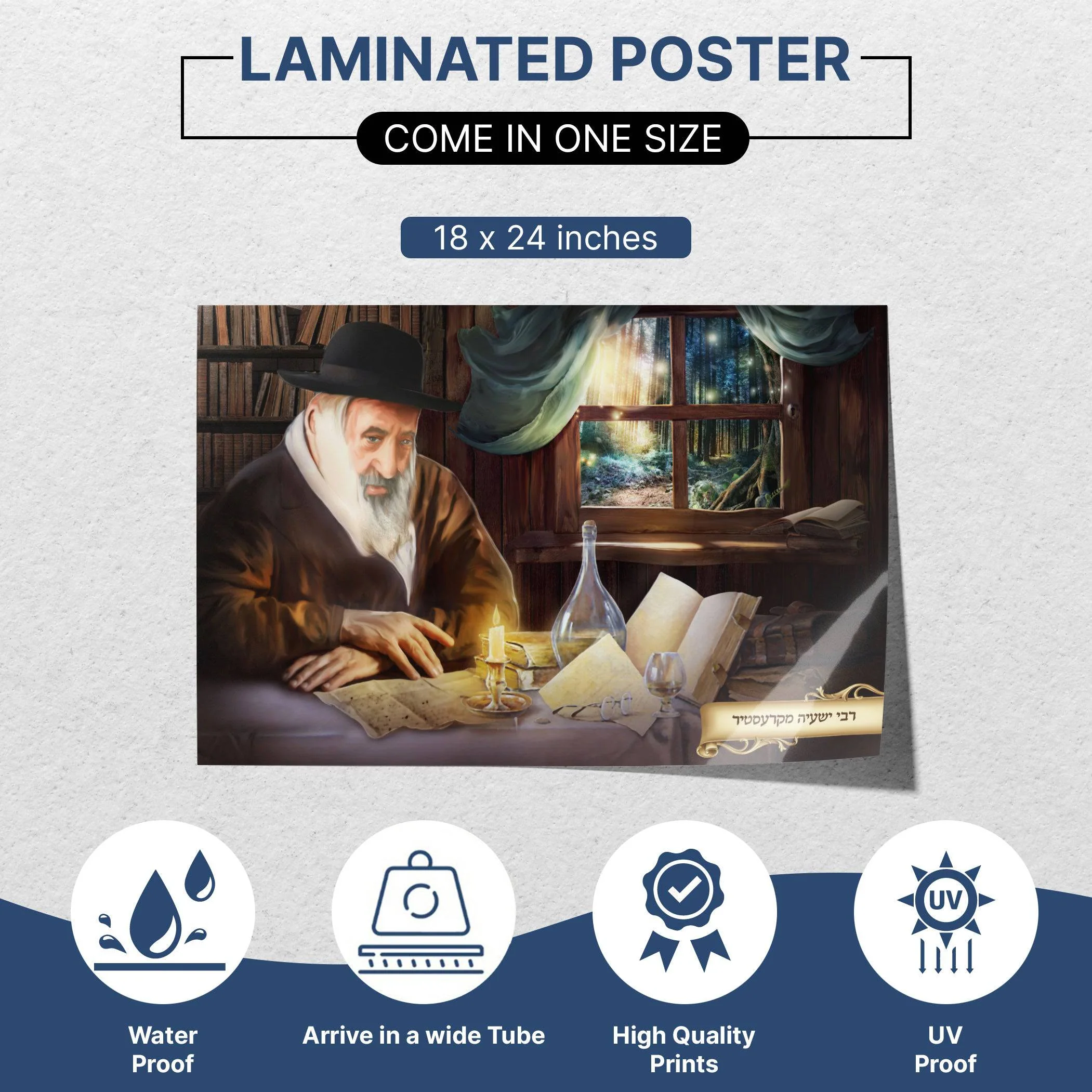 Artistic Portrait of Kerestir Rabbi - Unique Sukkah Wall Art