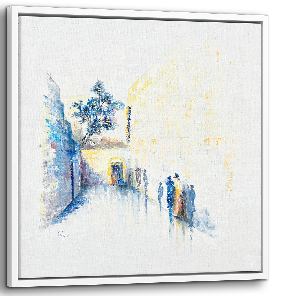 Blue & White Abstract Western Wall - 35x35
