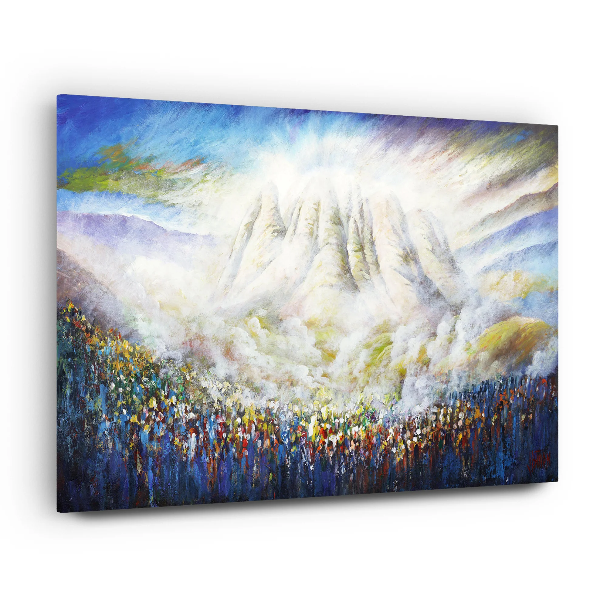 Matan Torah - Mount Sinai Torah Giving - Modern Jewish Art Print by Yossi Bitton