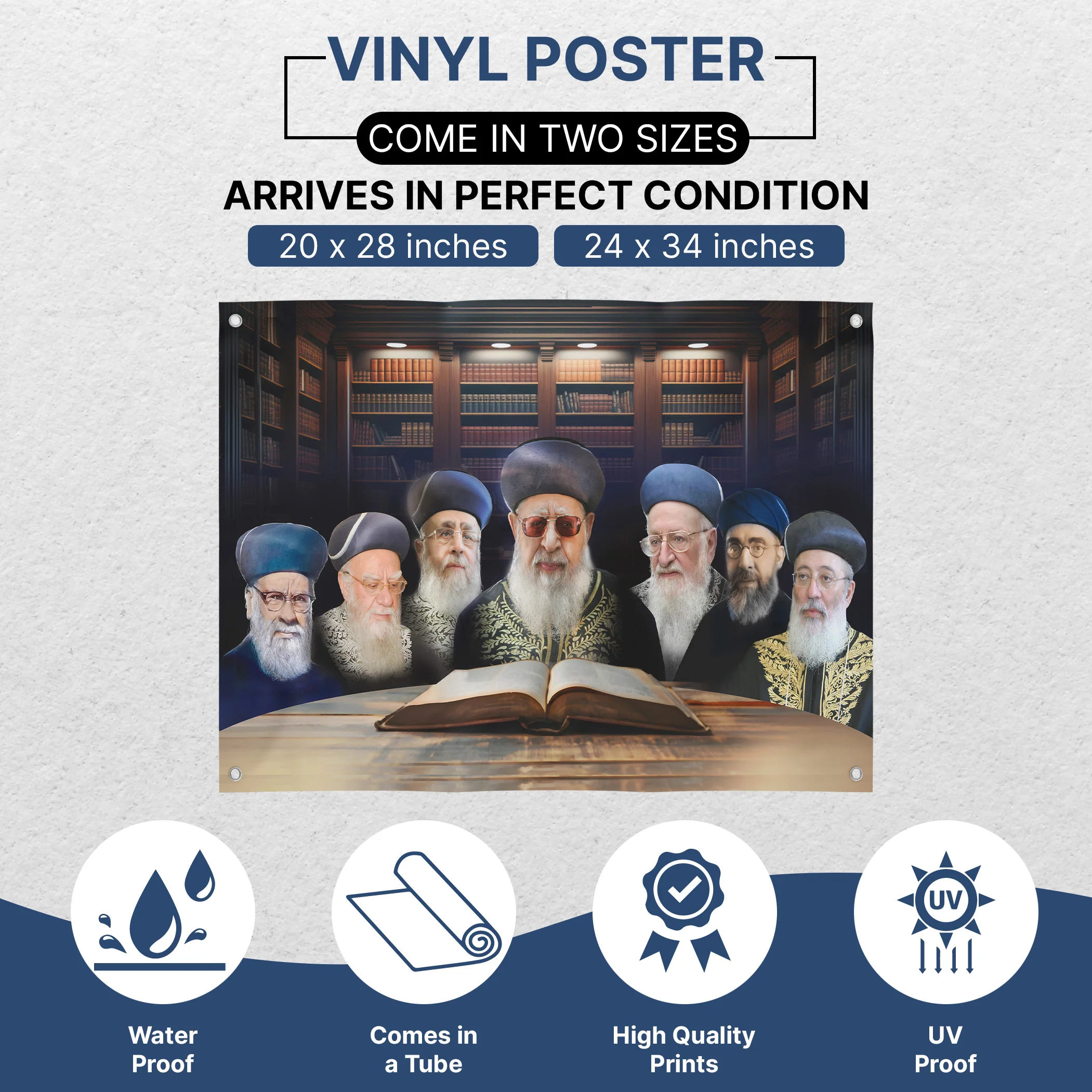 Portrait Collection of Sephardic Chief Rabbis of Israel �C Alternate Design, Sukkah Decoration Poster