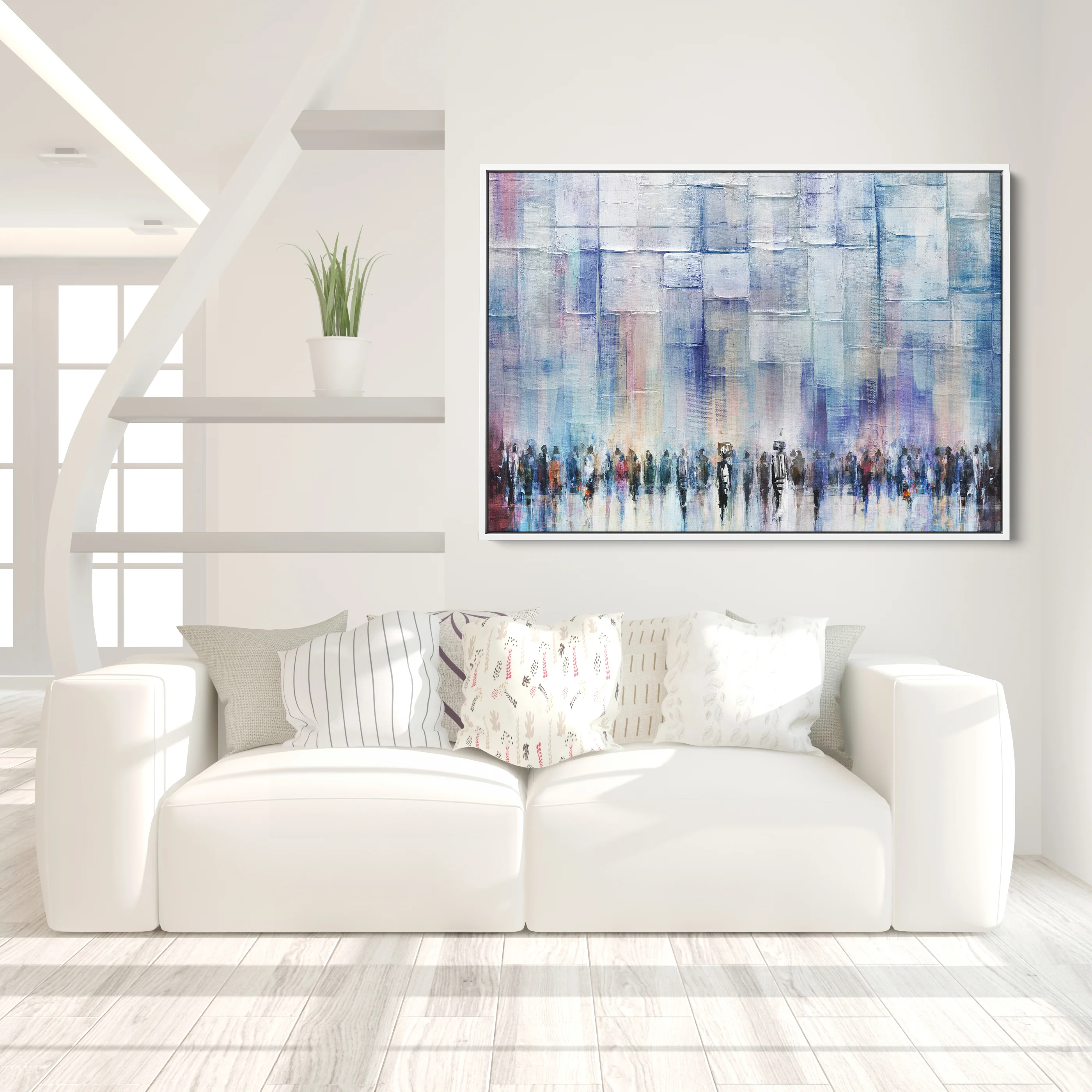 Serene Blessings, Light Blue Western Wall - Contemporary Jewish Wall Art by Avigdor Ben-Ari
