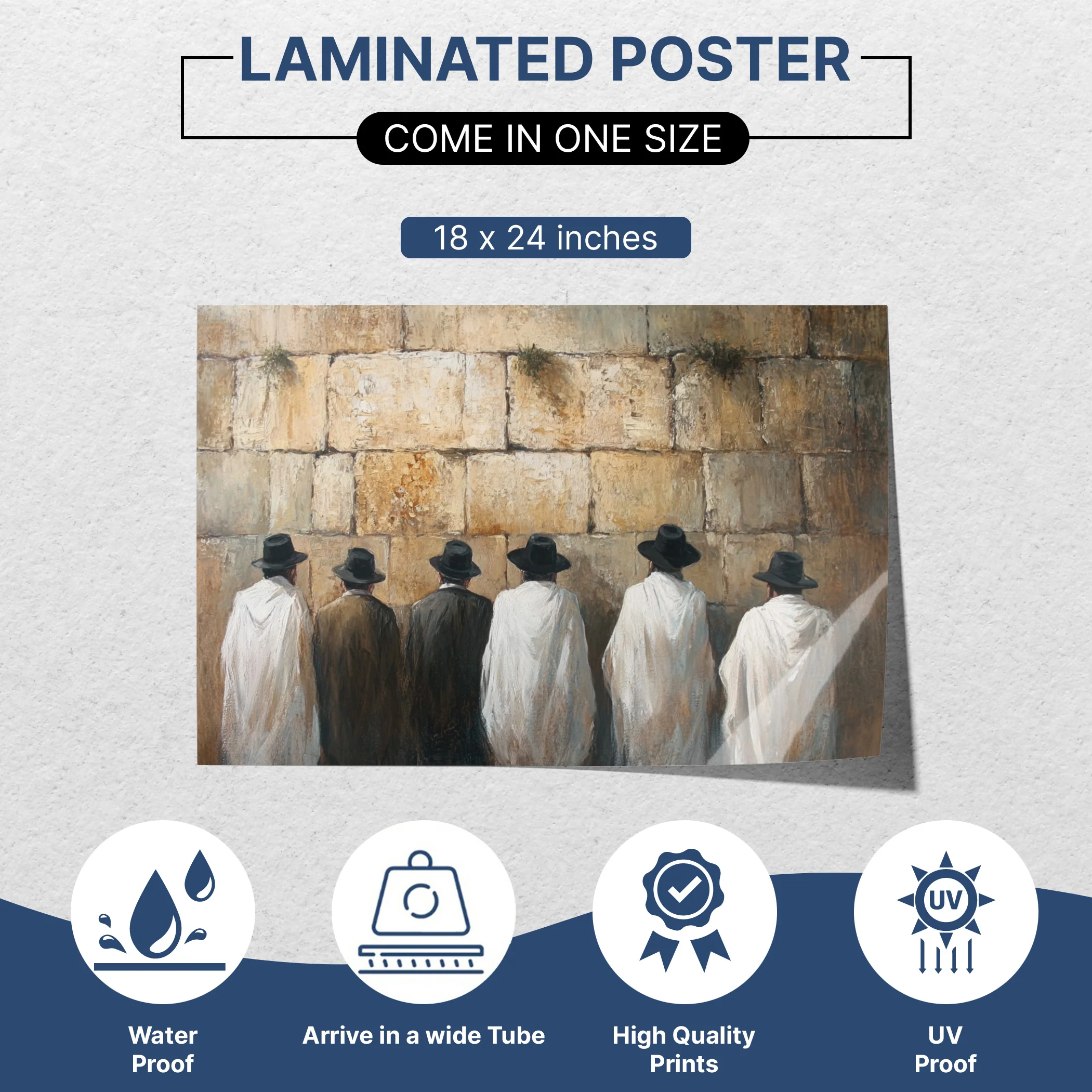 Western Wall Sukkah Poster �C Praying Jews Artwork