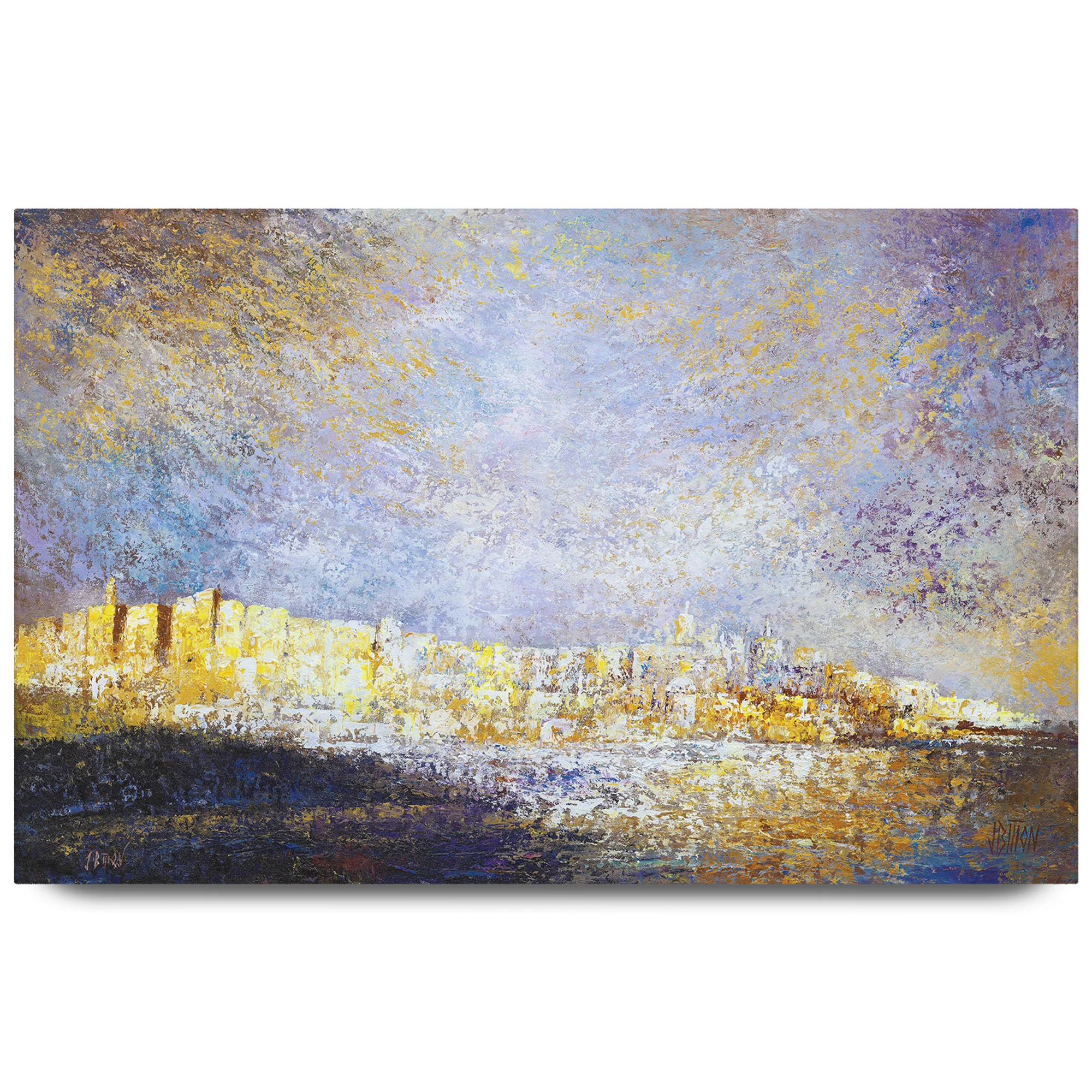 Jerusalem in Gold: Colorful Jewish Art Print of Jerusalem Walls by Yossi Bitton