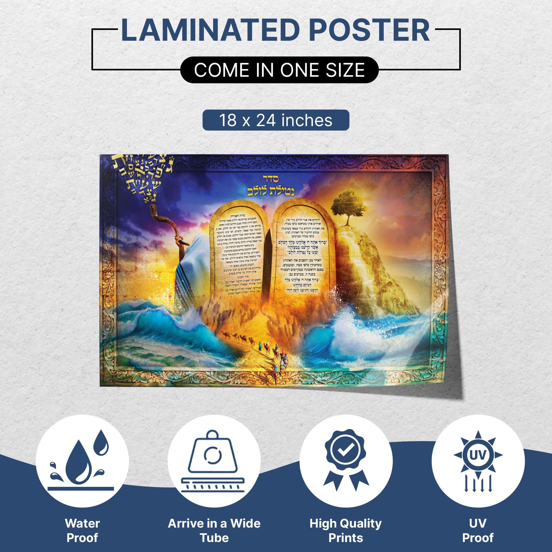 Torah and Red Sea Crossing Poster - Artistic Fusion Design for Sukkah