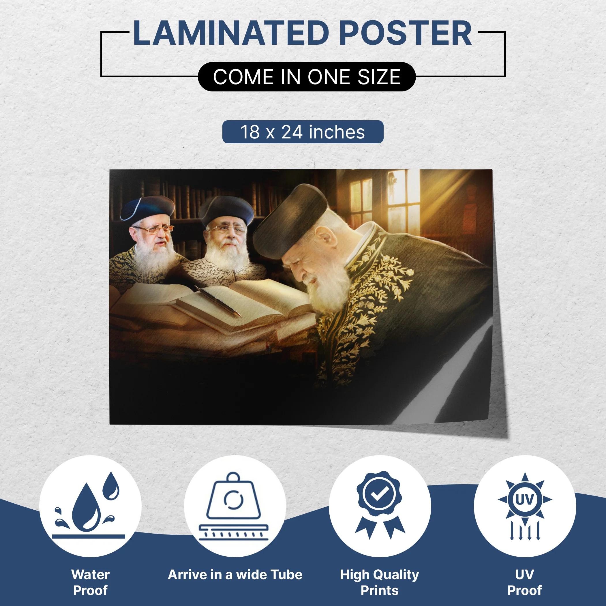 Sukkah D��cor Rabbi Ovadia Yosef & Sons Learning Torah Poster Waterproof UV-Proof