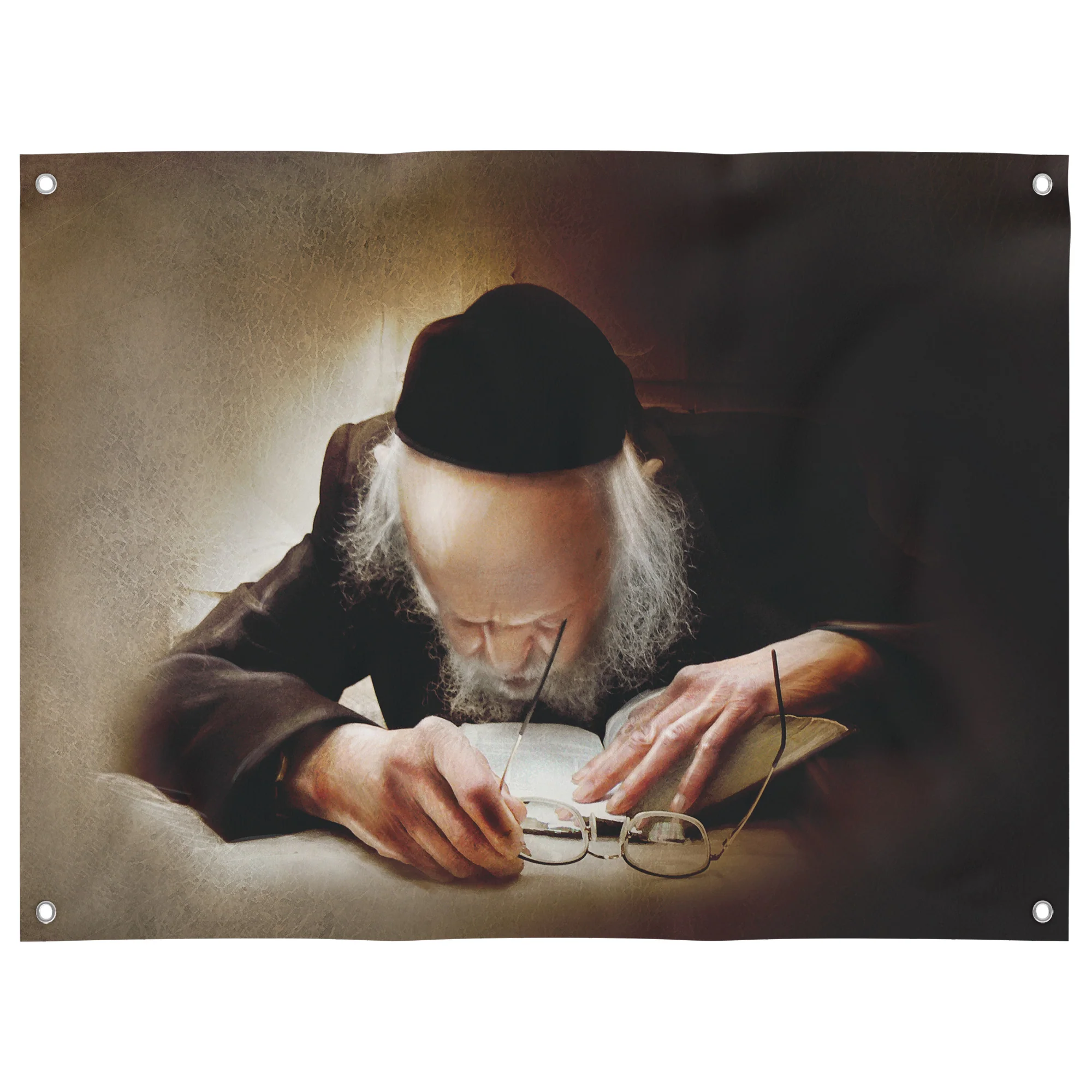 Rabbi Eliashiv Learning Torah Poster - Spiritual Sukkah Art