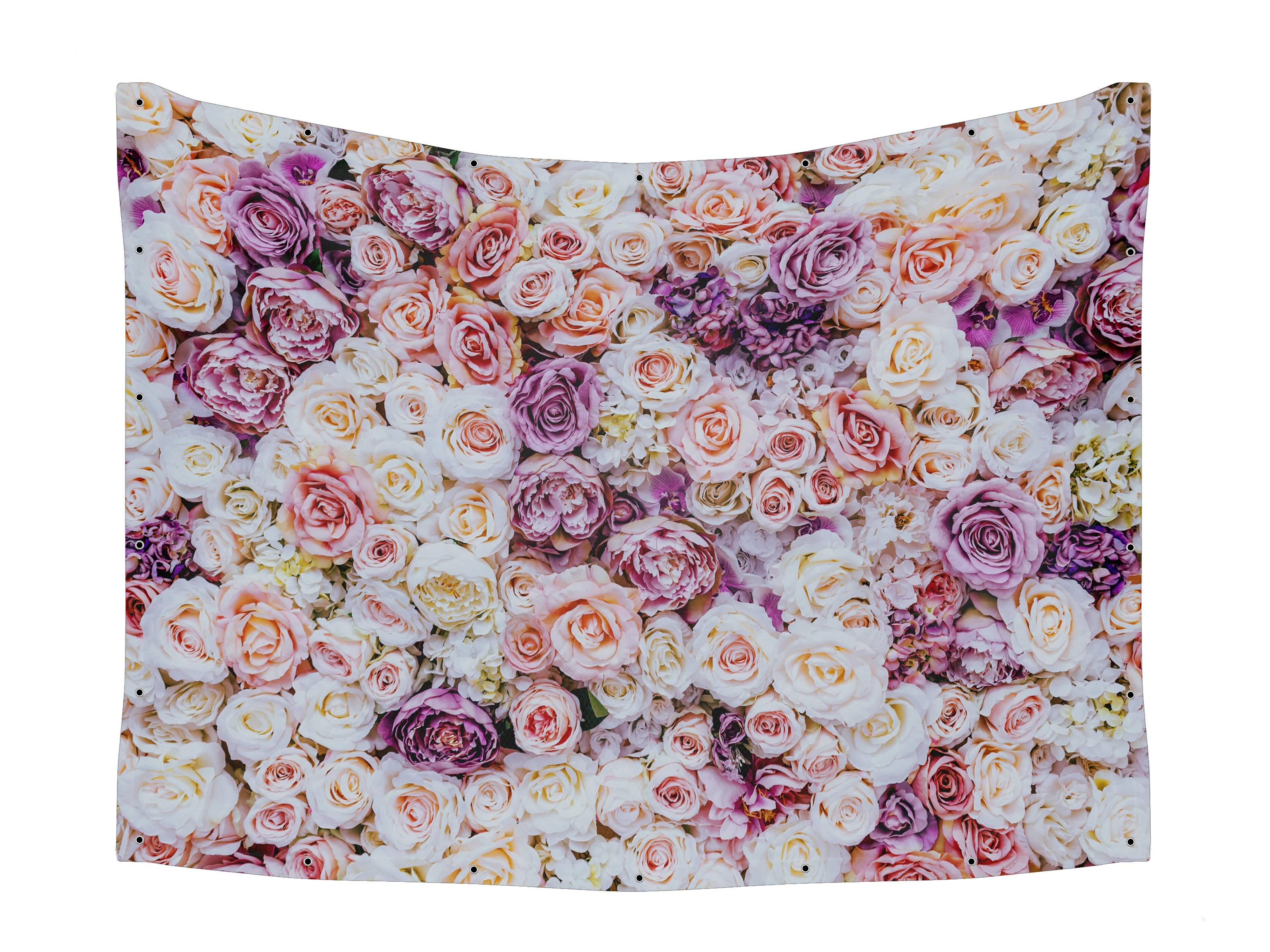 Pink and White Roses Floral Sukkah Fabric - Elegant Flower Design - UV & Waterproof