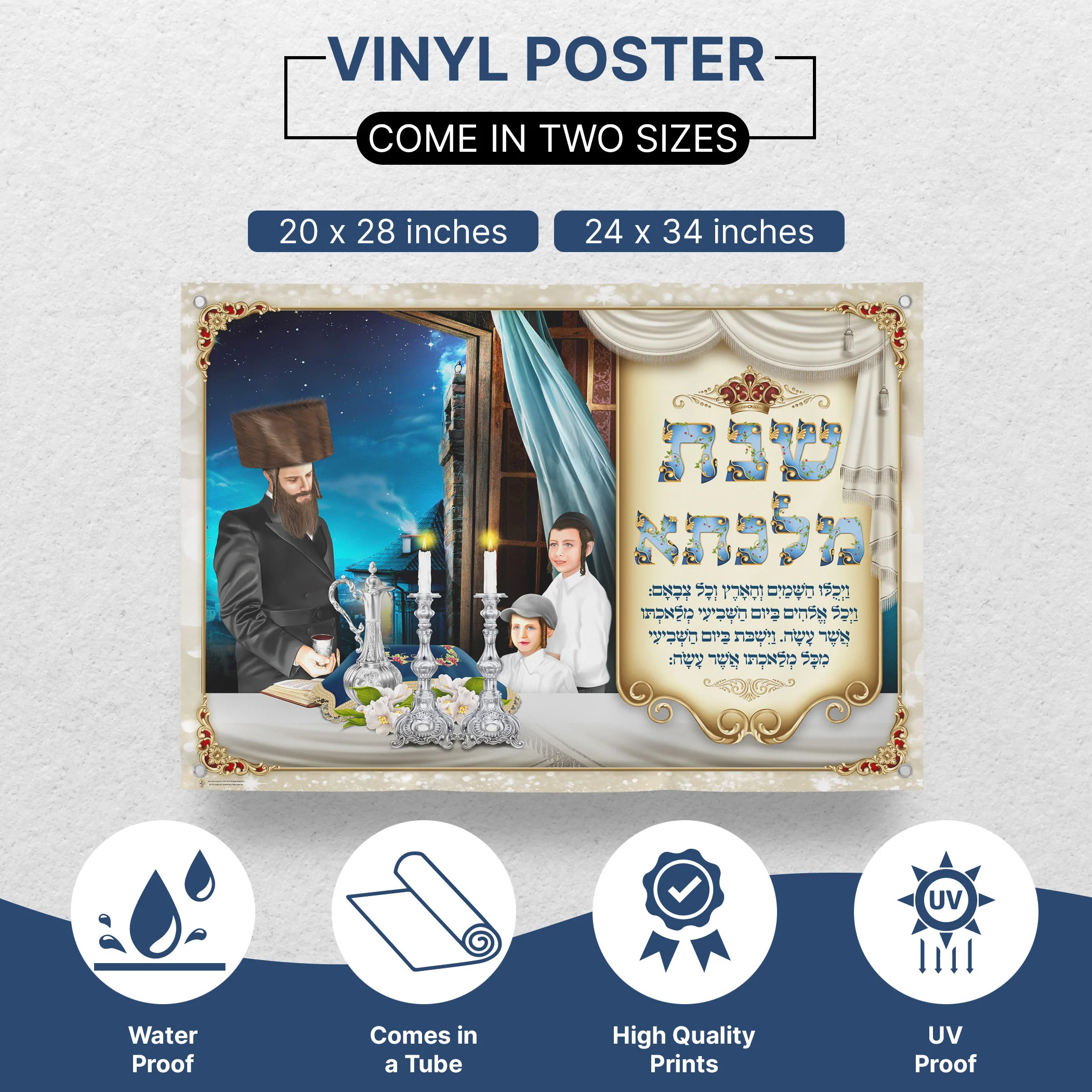 Chasidic Family Lighting Shabbat Candles Poster - Heartwarming Sukkah Art