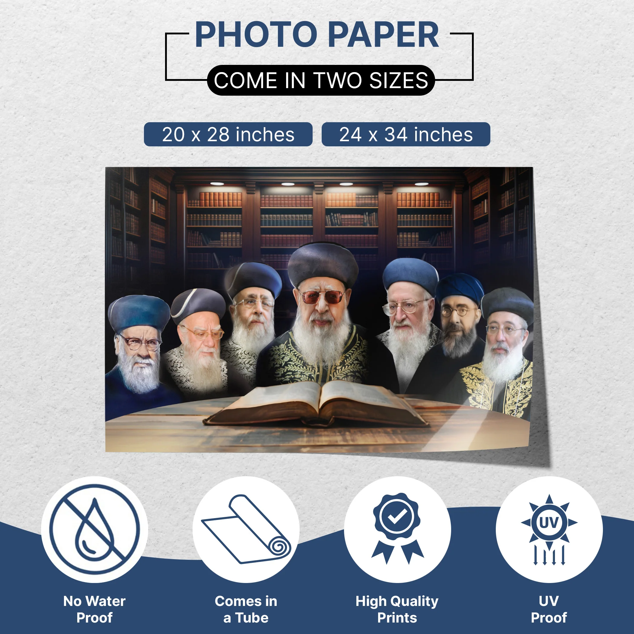 Portrait Collection of Sephardic Chief Rabbis of Israel �C Alternate Design, Sukkah Decoration Poster