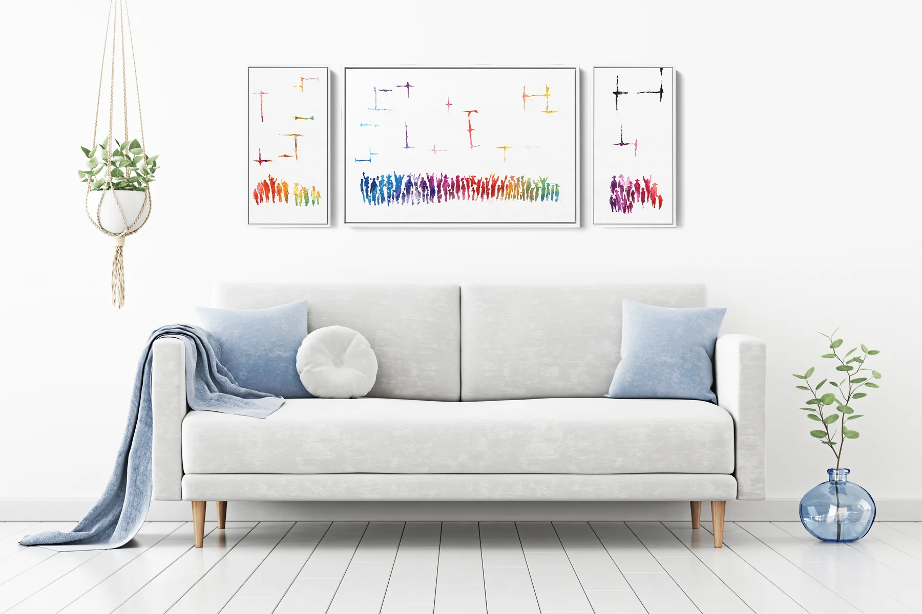 Kotel Vibrance, Modern Jewish Art Triptych of the Western Wall by Avigdor Ben-Ari