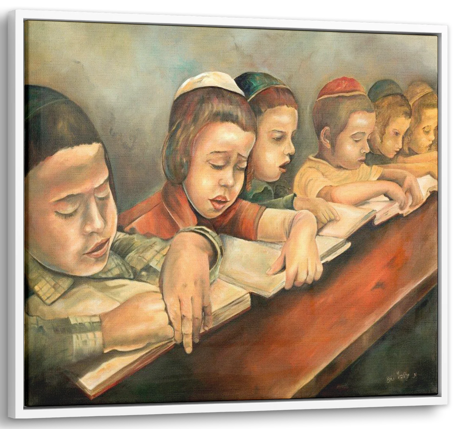 Jewish Children Learning Torah Painting - 28x28