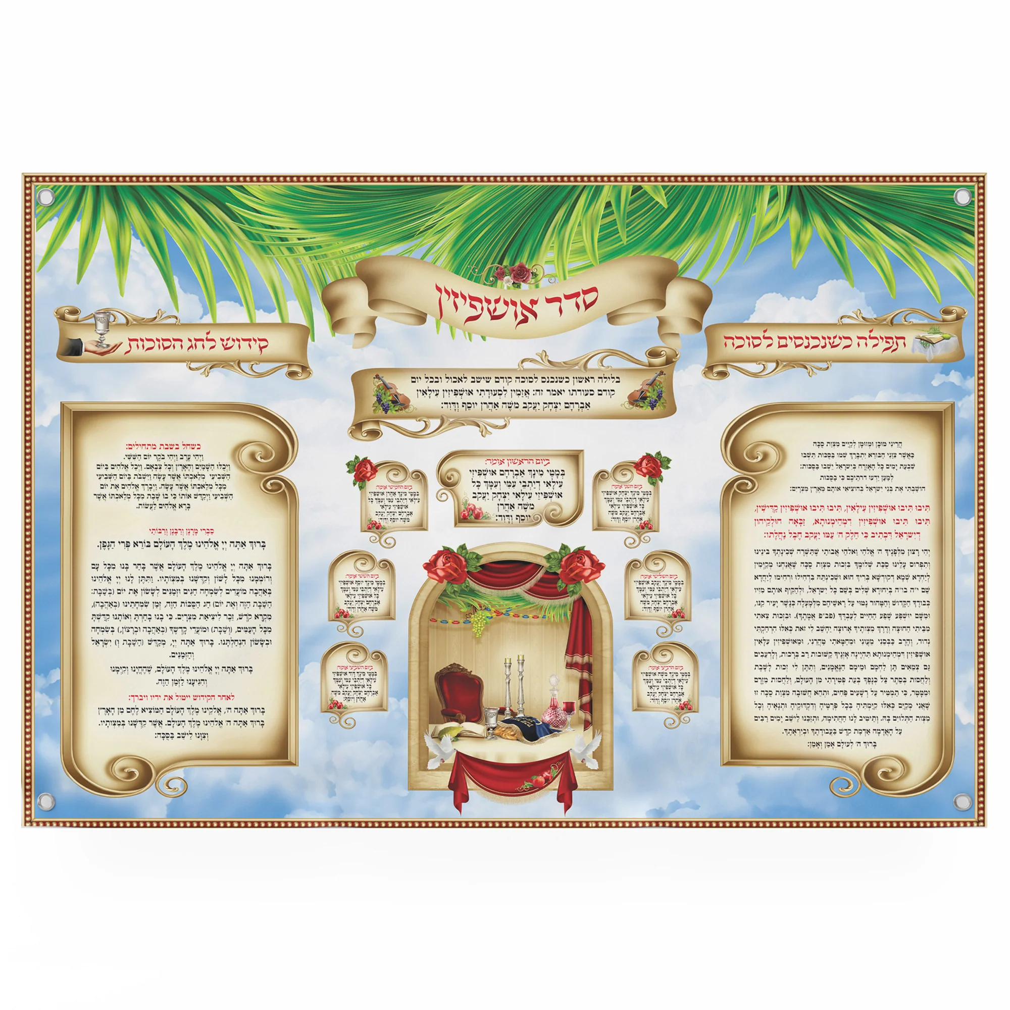 Sukkah Entry and Exit Prayers with Ushpizin - Comprehensive Sukkot Poster