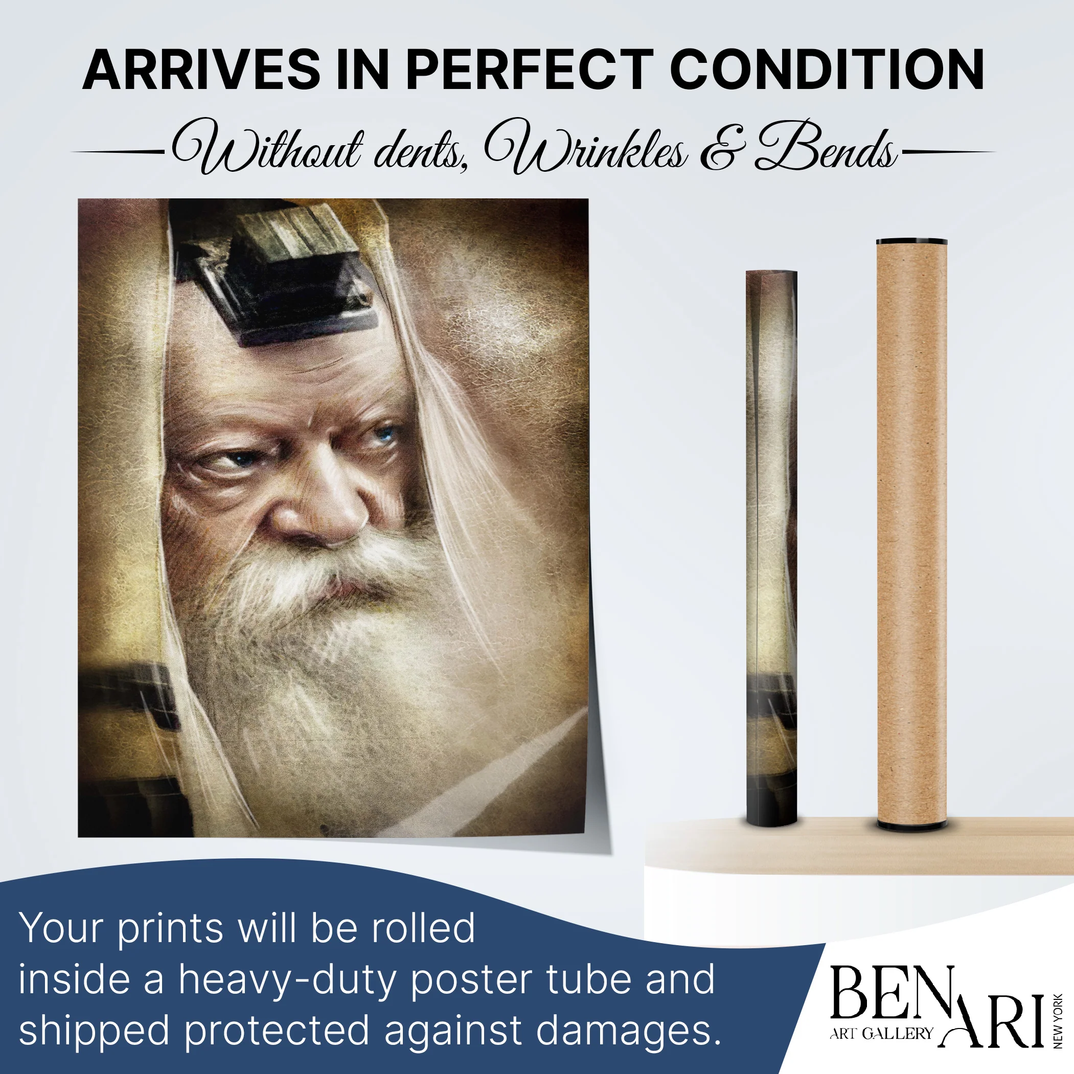 Lubavitch Rebbe in Tefillin - Revered Rabbi Portrait for Sukkot