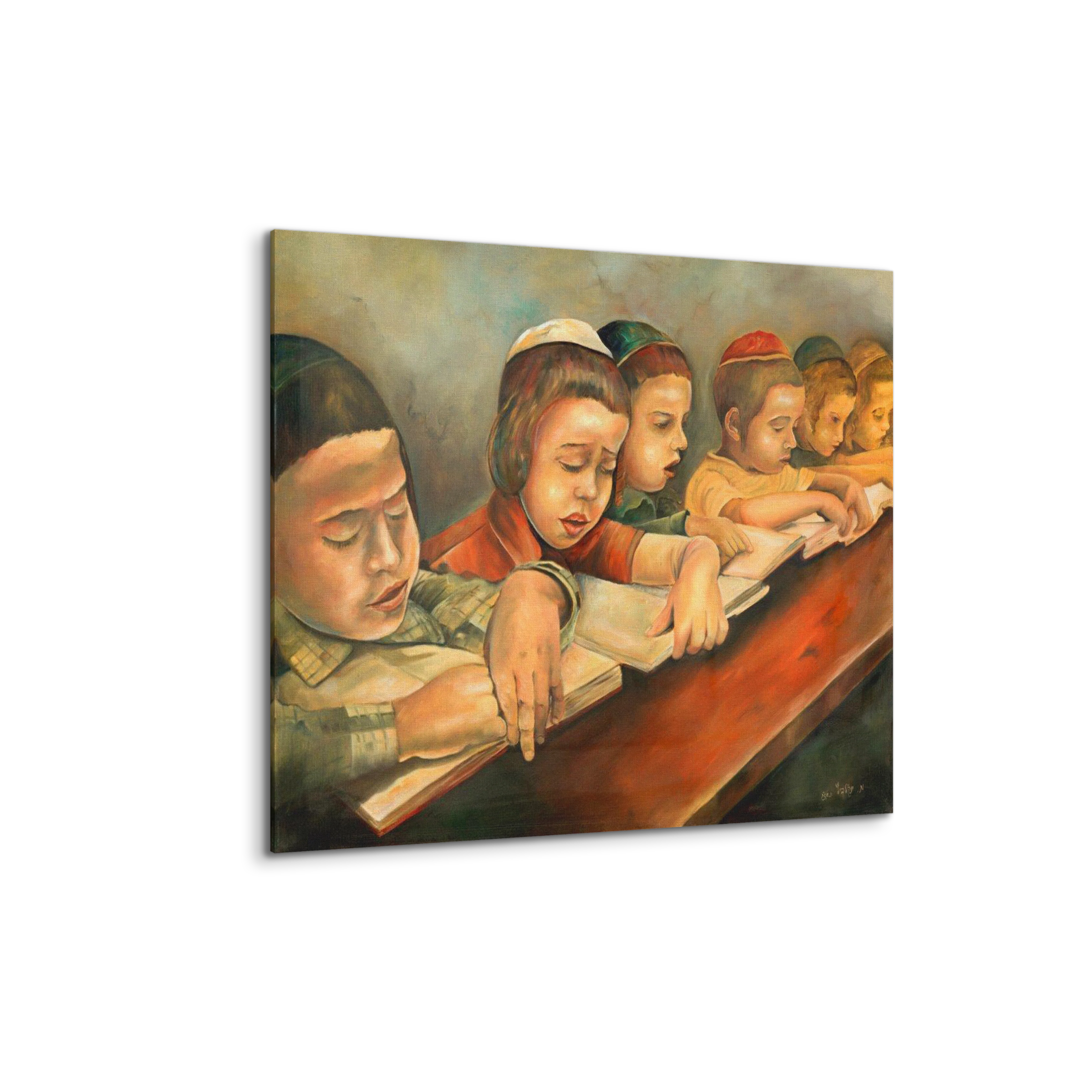 Jewish Children Learning Torah Painting - 28x28