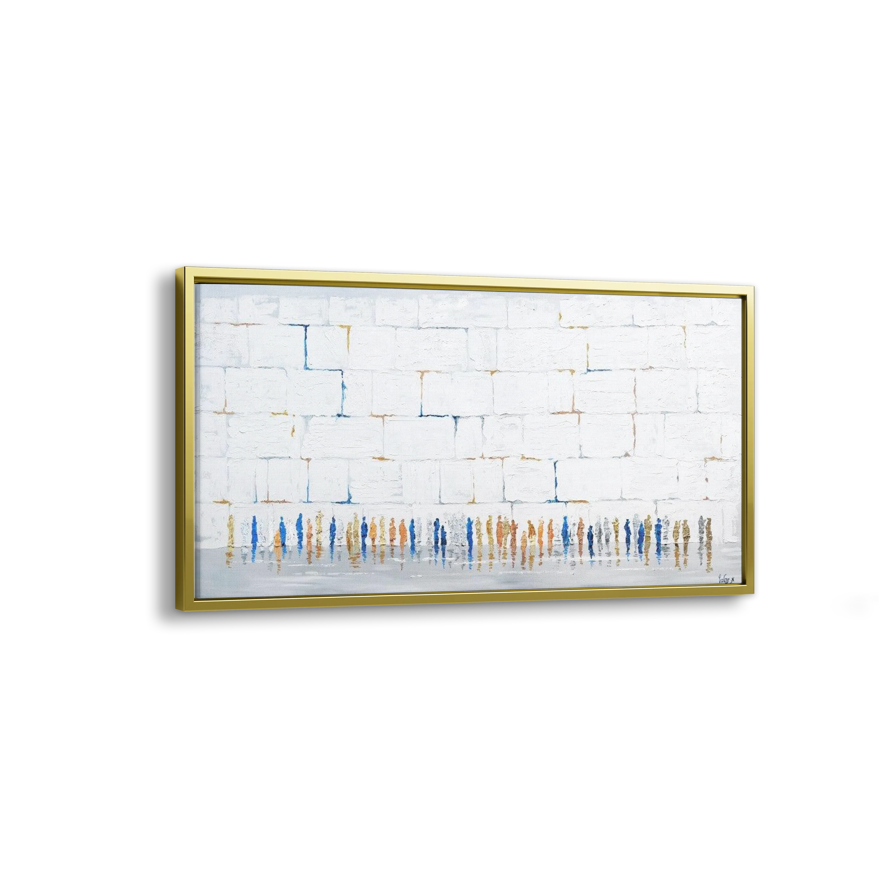 Western Wall Abstract in White & Colors - 51x24