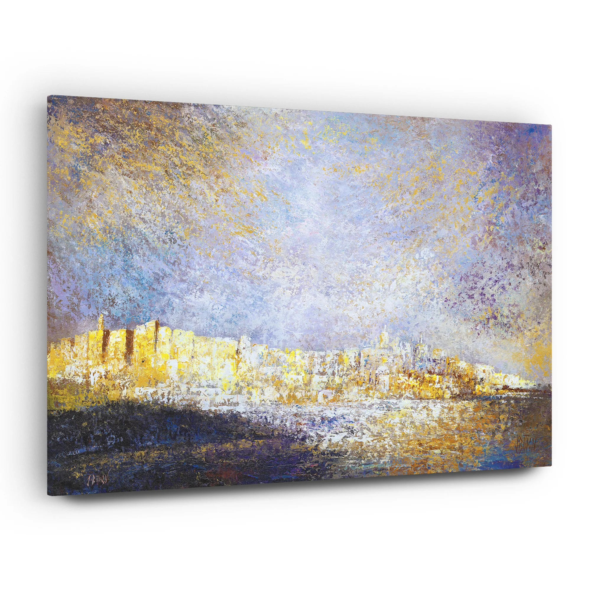 Jerusalem in Gold: Colorful Jewish Art Print of Jerusalem Walls by Yossi Bitton