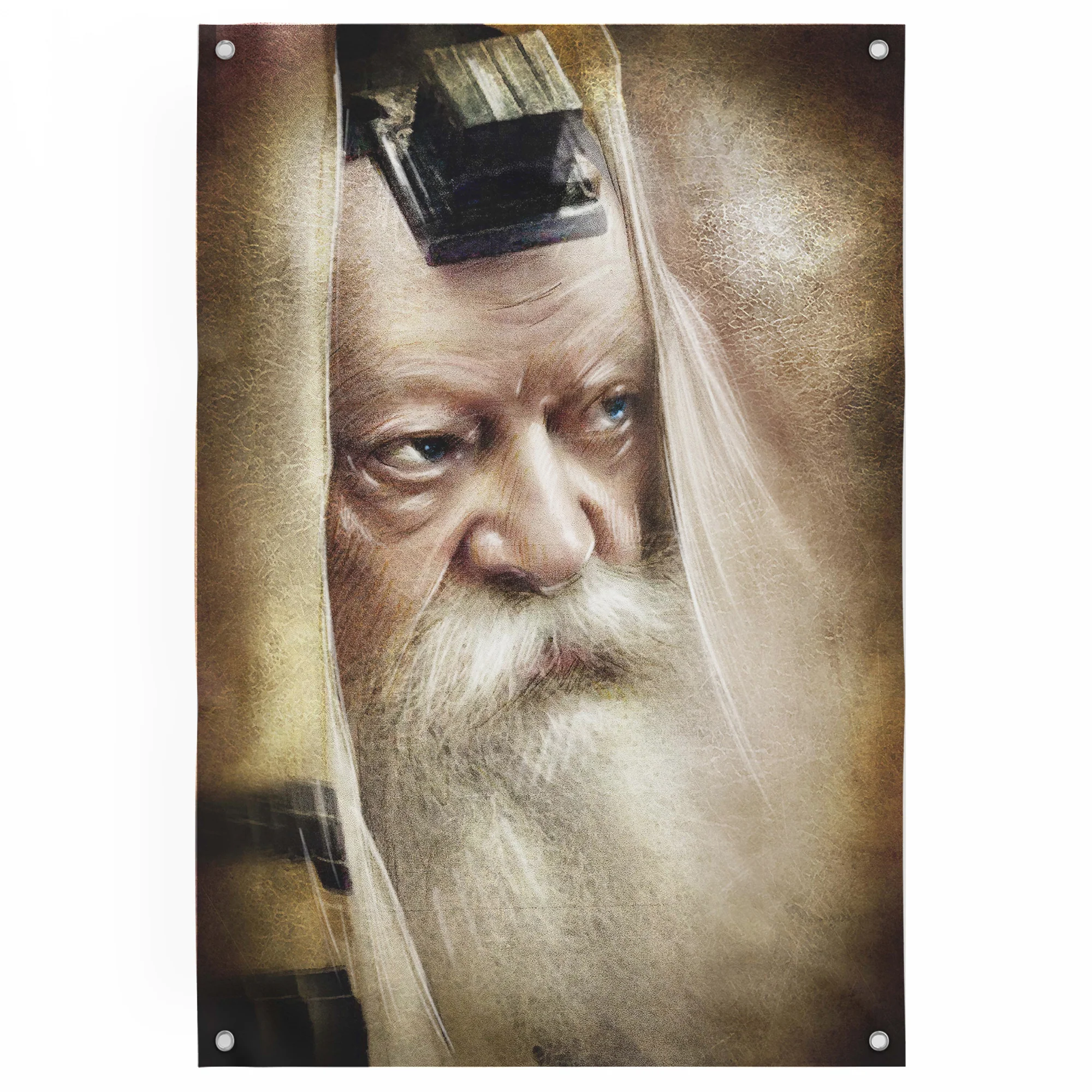 Lubavitch Rebbe in Tefillin - Revered Rabbi Portrait for Sukkot