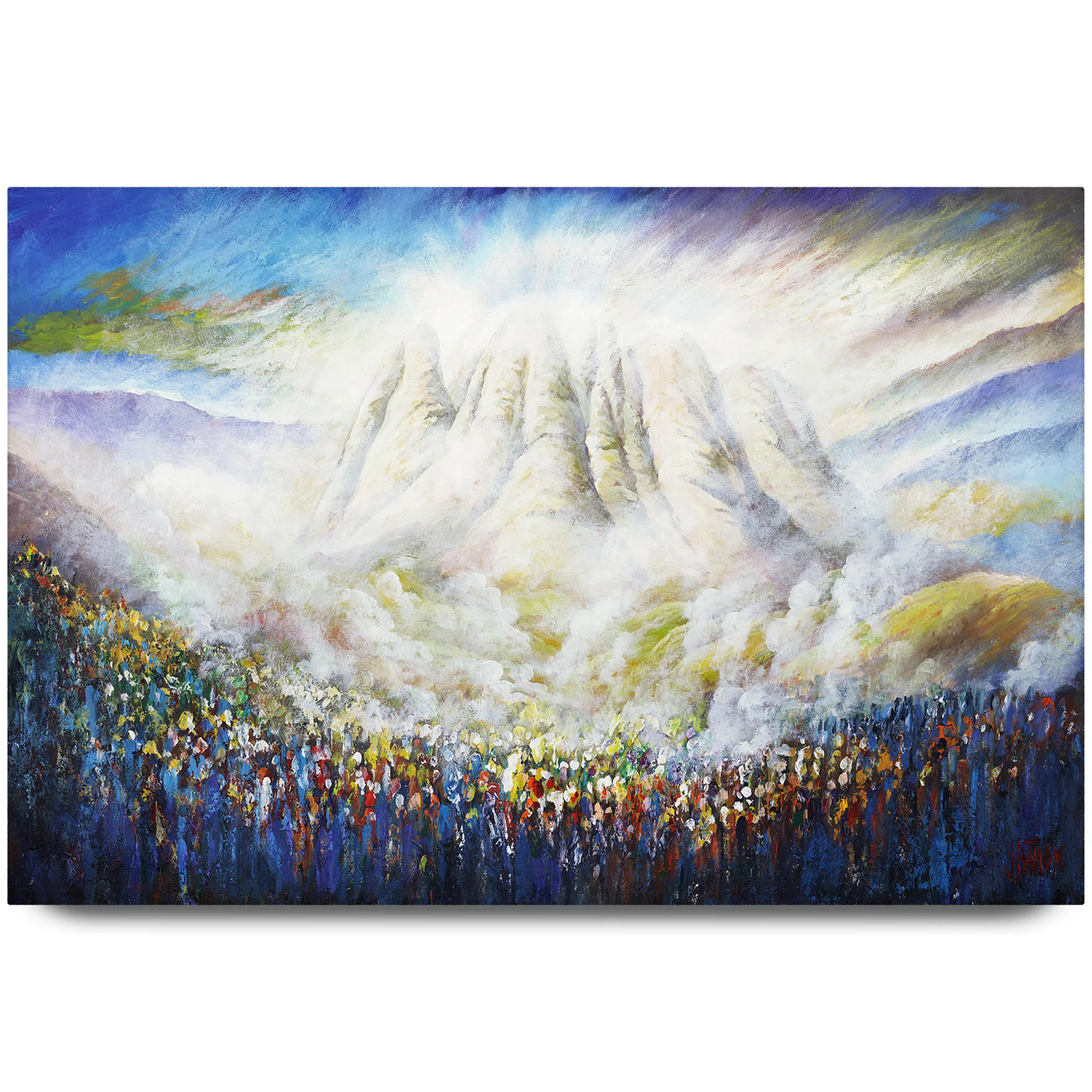 Matan Torah - Mount Sinai Torah Giving - Modern Jewish Art Print by Yossi Bitton