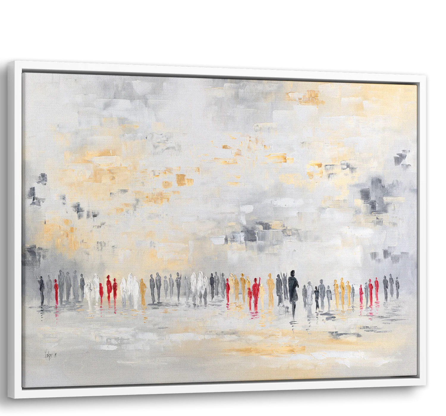 Golden White Western Wall Abstract - 40x24