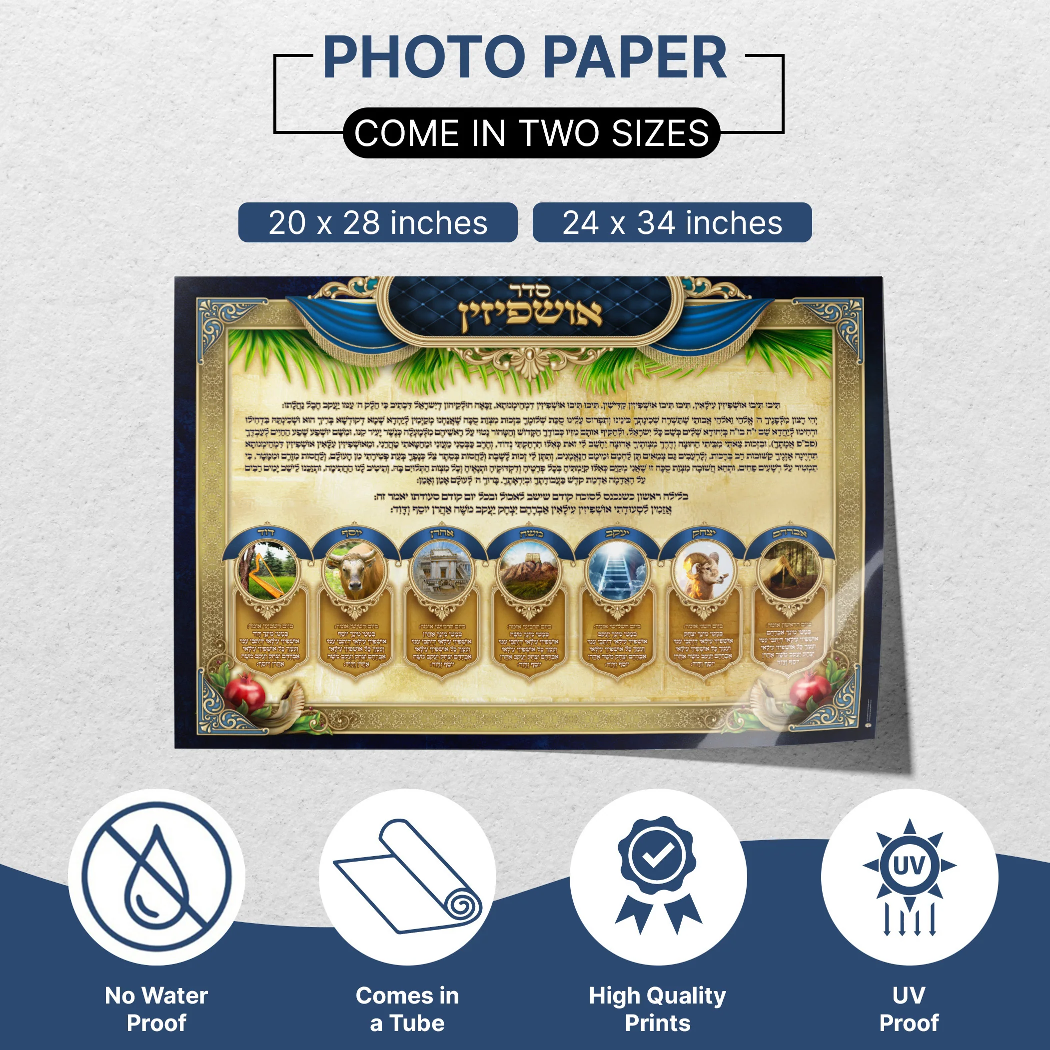 Ushpizin Prayer and Symbols - Third Edition Sukkot Poster