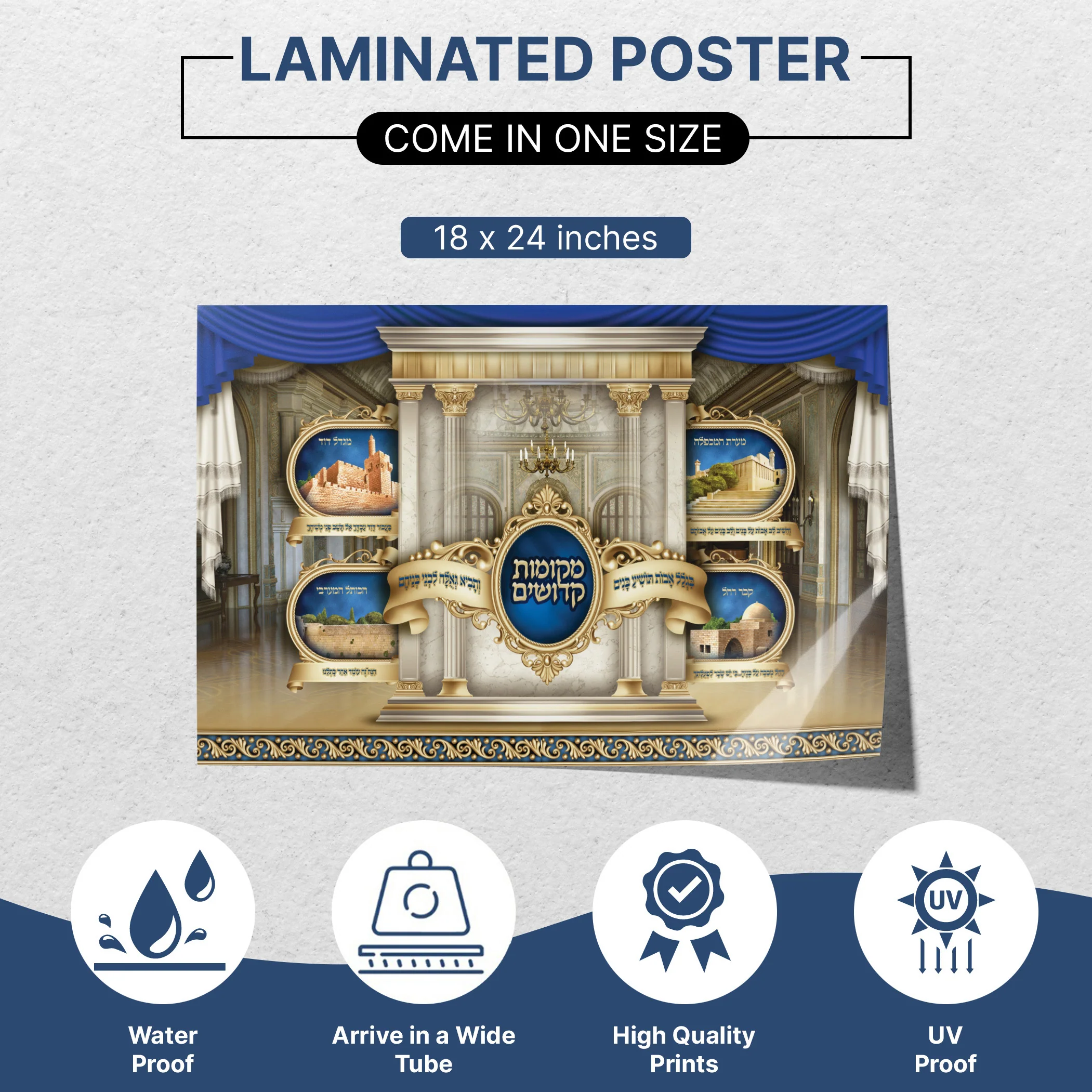Israel's Holy Landmarks Poster - Western Wall, Rachel's Tomb, and More for Sukkah