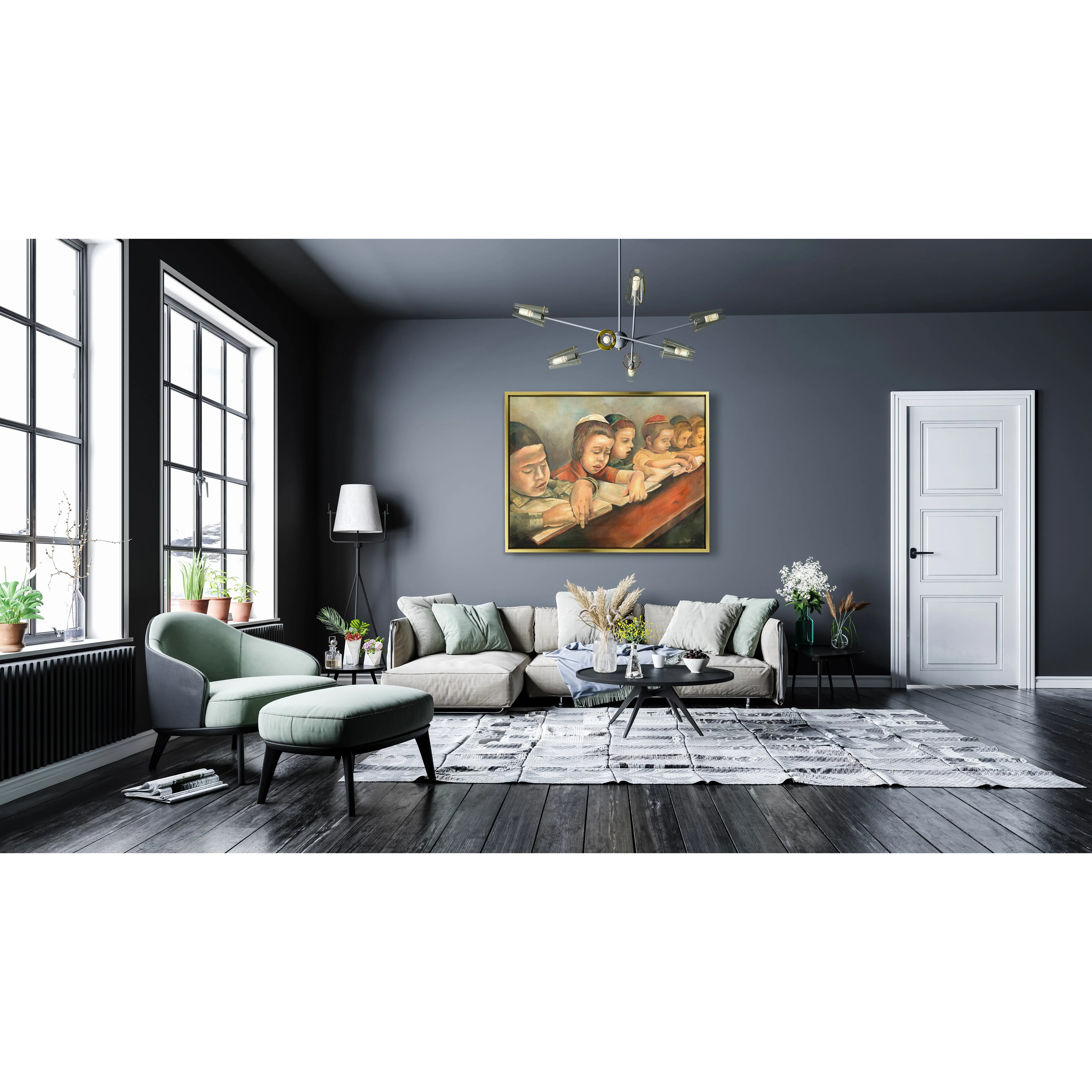 Jewish Children Learning Torah Painting - 28x28