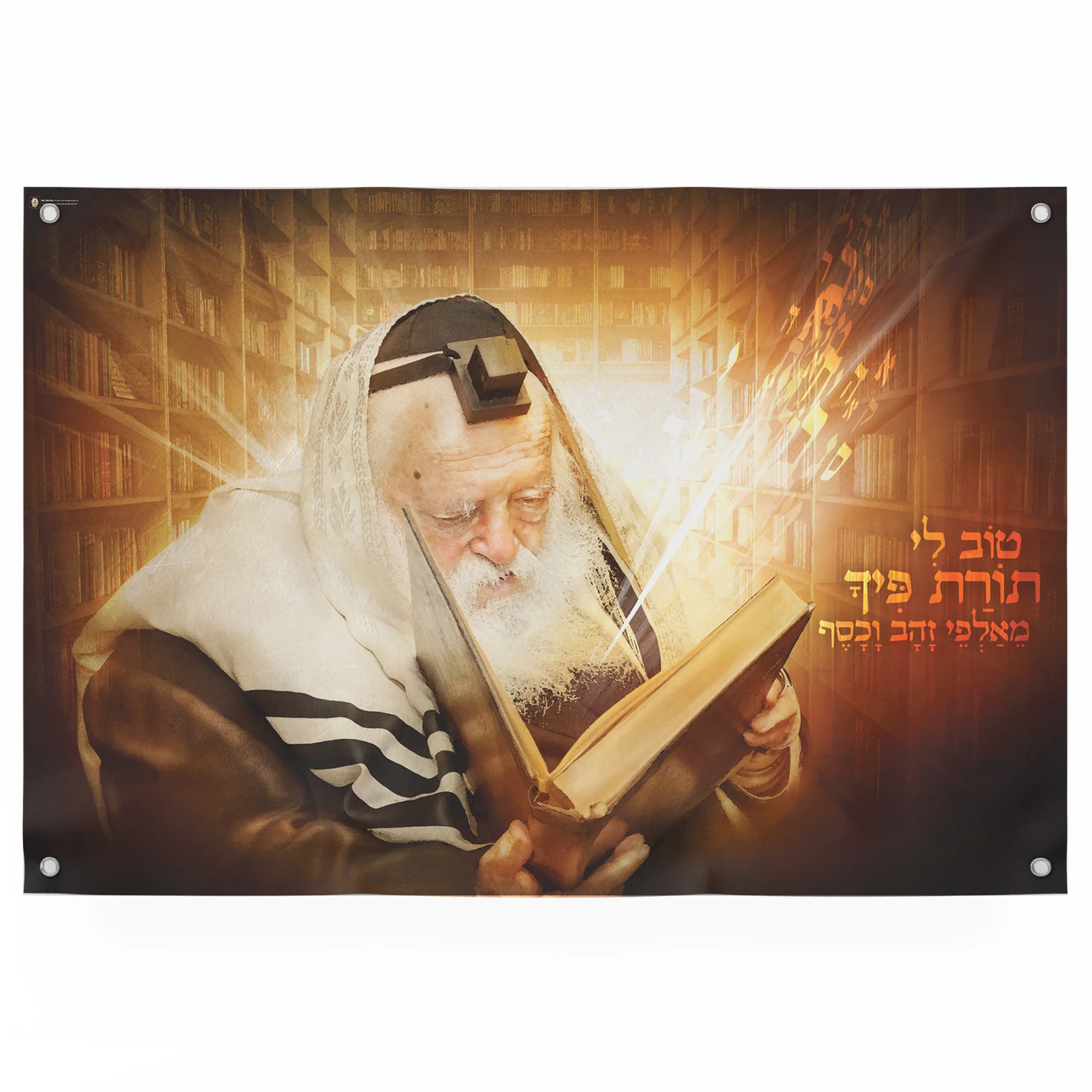 Rabbi Chaim Kanievsky Engrossed in Torah - Scholarly Sukkot Poster