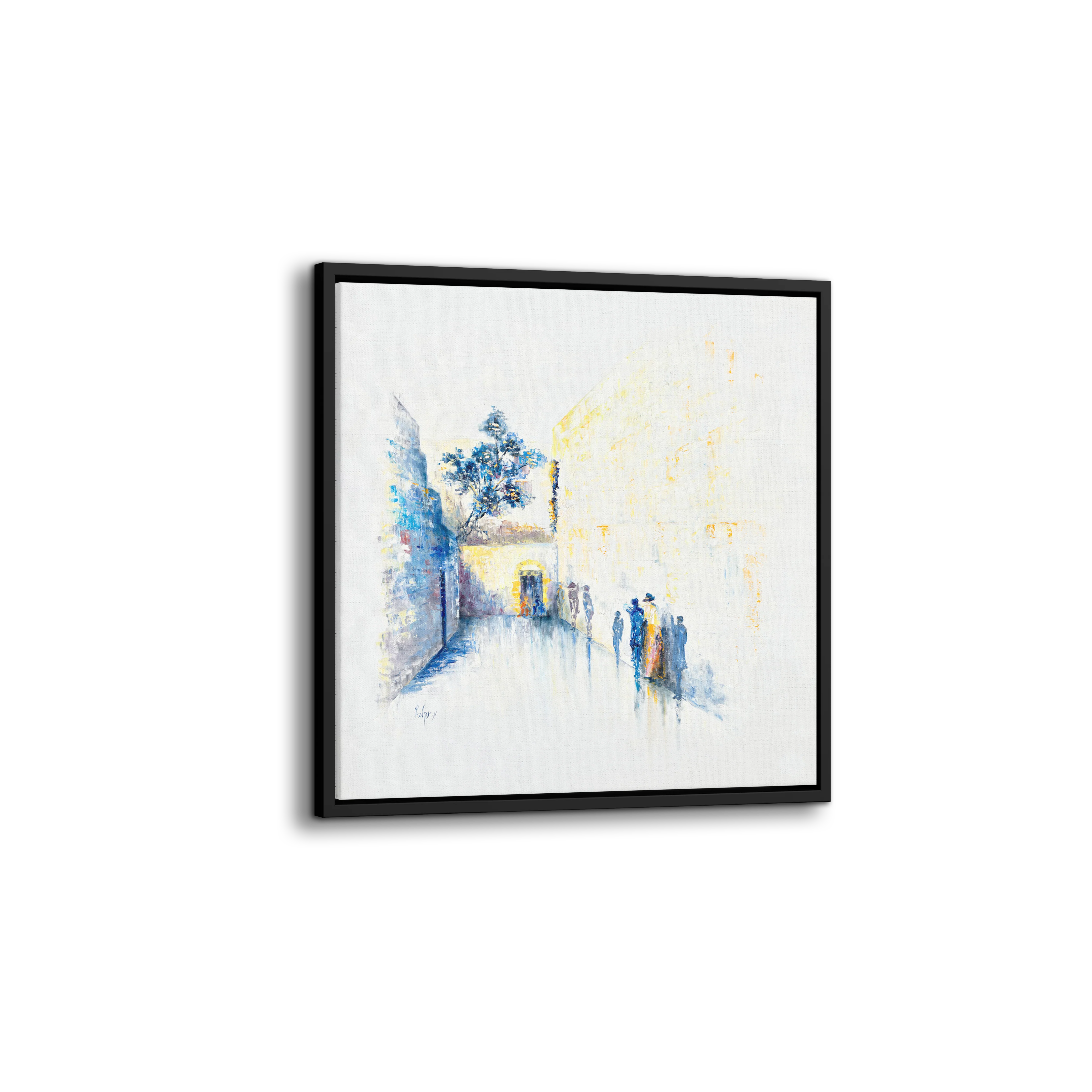 Blue & White Abstract Western Wall - 35x35