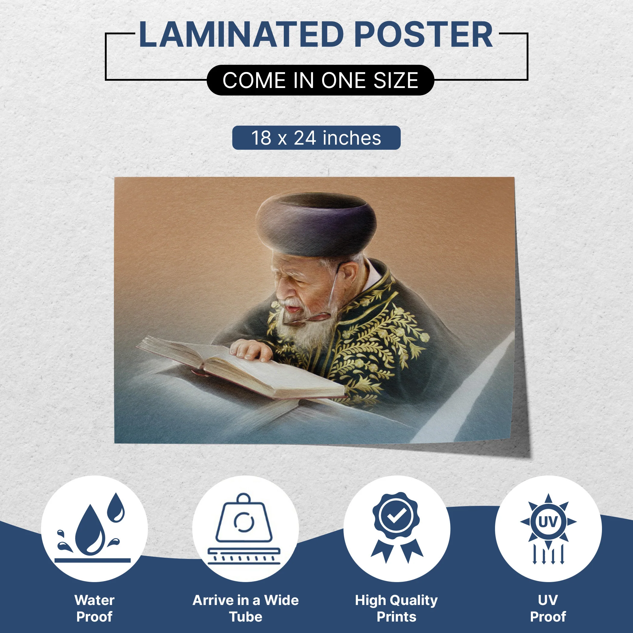Rabbi Ovadia Yosef in Torah Study - Artistic Insight Poster