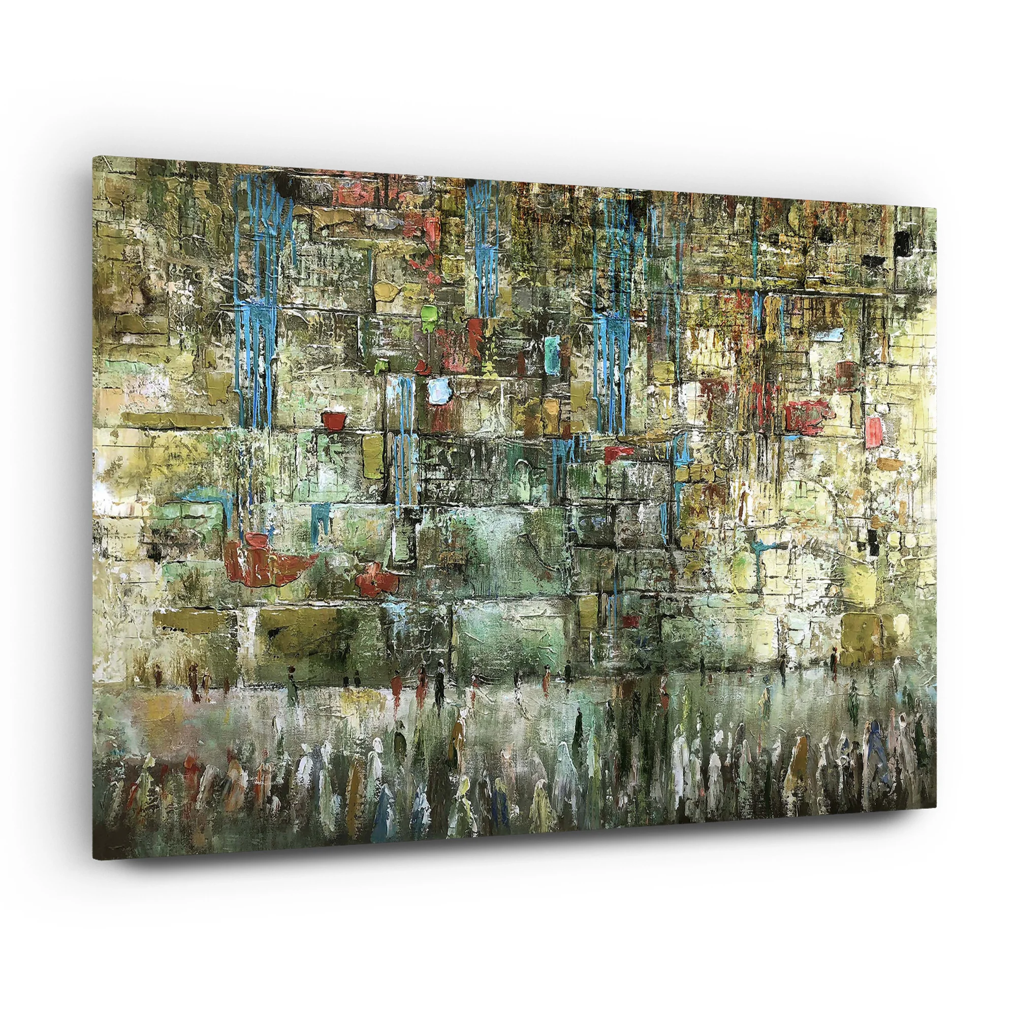 The Western Wall Metallic - Green Tones Abstract Art by Yossi Bitton