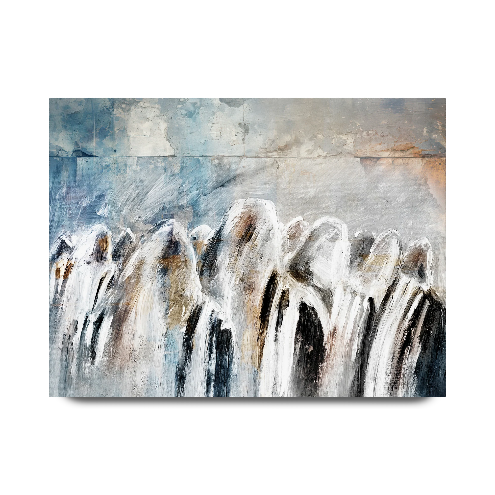 Morning Devotions, Contemporary Jewish Wall Art of Shacharit at the Western Wall by Avigdor Ben-Ari