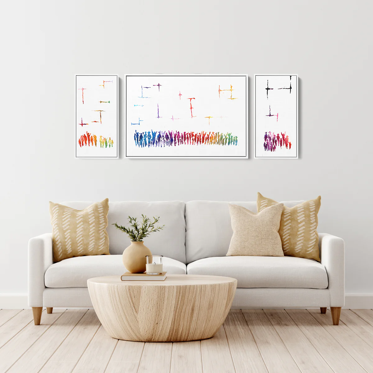 Kotel Vibrance, Modern Jewish Art Triptych of the Western Wall by Avigdor Ben-Ari