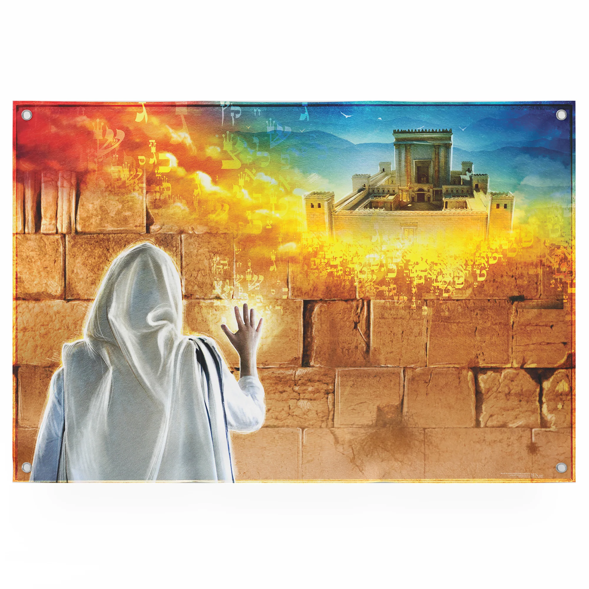 Prayer at Western Wall Poster - Jewish Devotion with Tallit in Sukkah Art