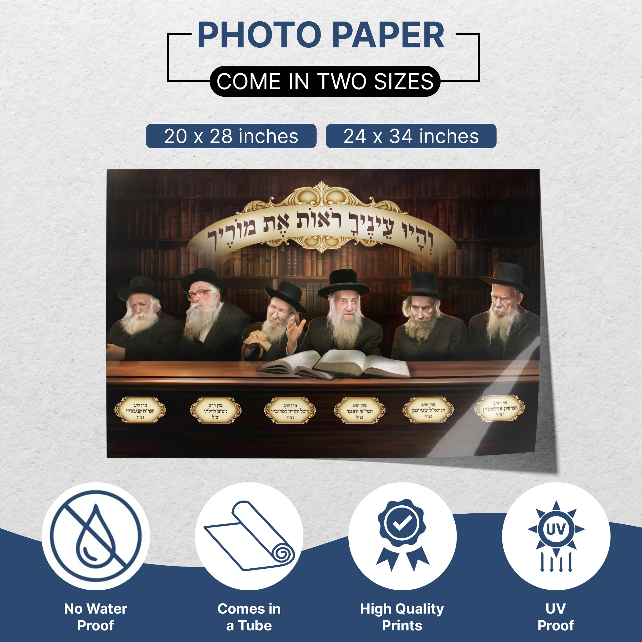 Portrait Collection of Prominent Ashkenazi Rabbis �C Sukkah Decoration Poster, Waterproof & UV-Proof