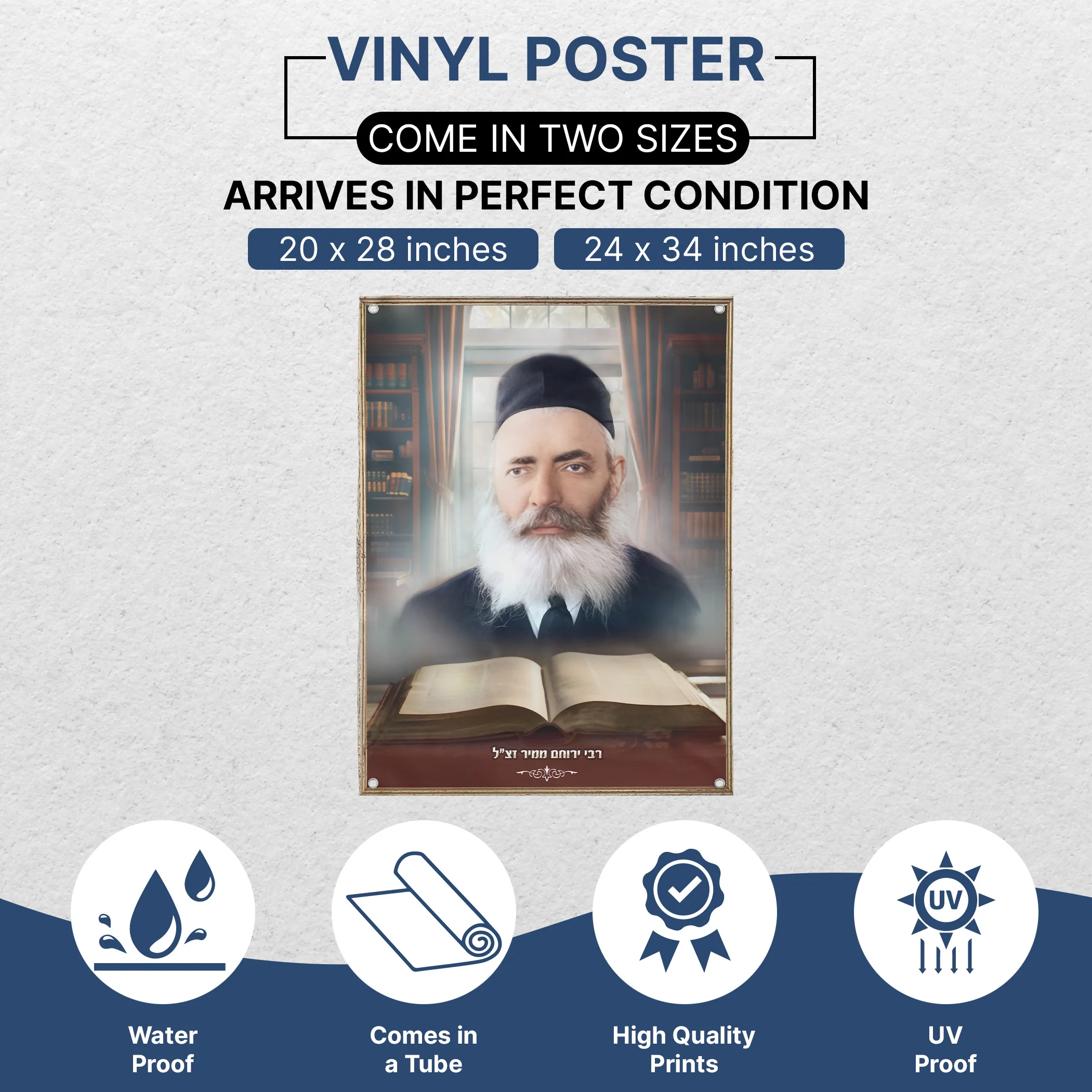 Sukkah Decoration �C Portrait of Rav Yeruchom of Mir �C Multiple Sizes & Materials