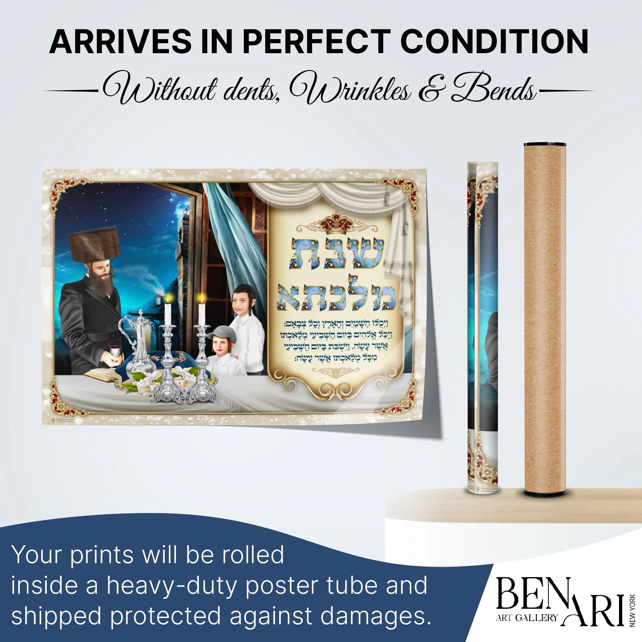 Chasidic Family Lighting Shabbat Candles Poster - Heartwarming Sukkah Art