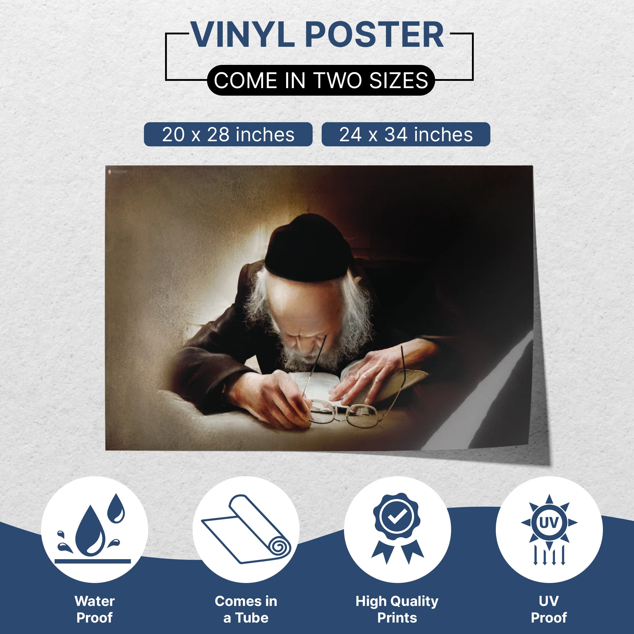 Rabbi Eliashiv Learning Torah Poster - Spiritual Sukkah Art