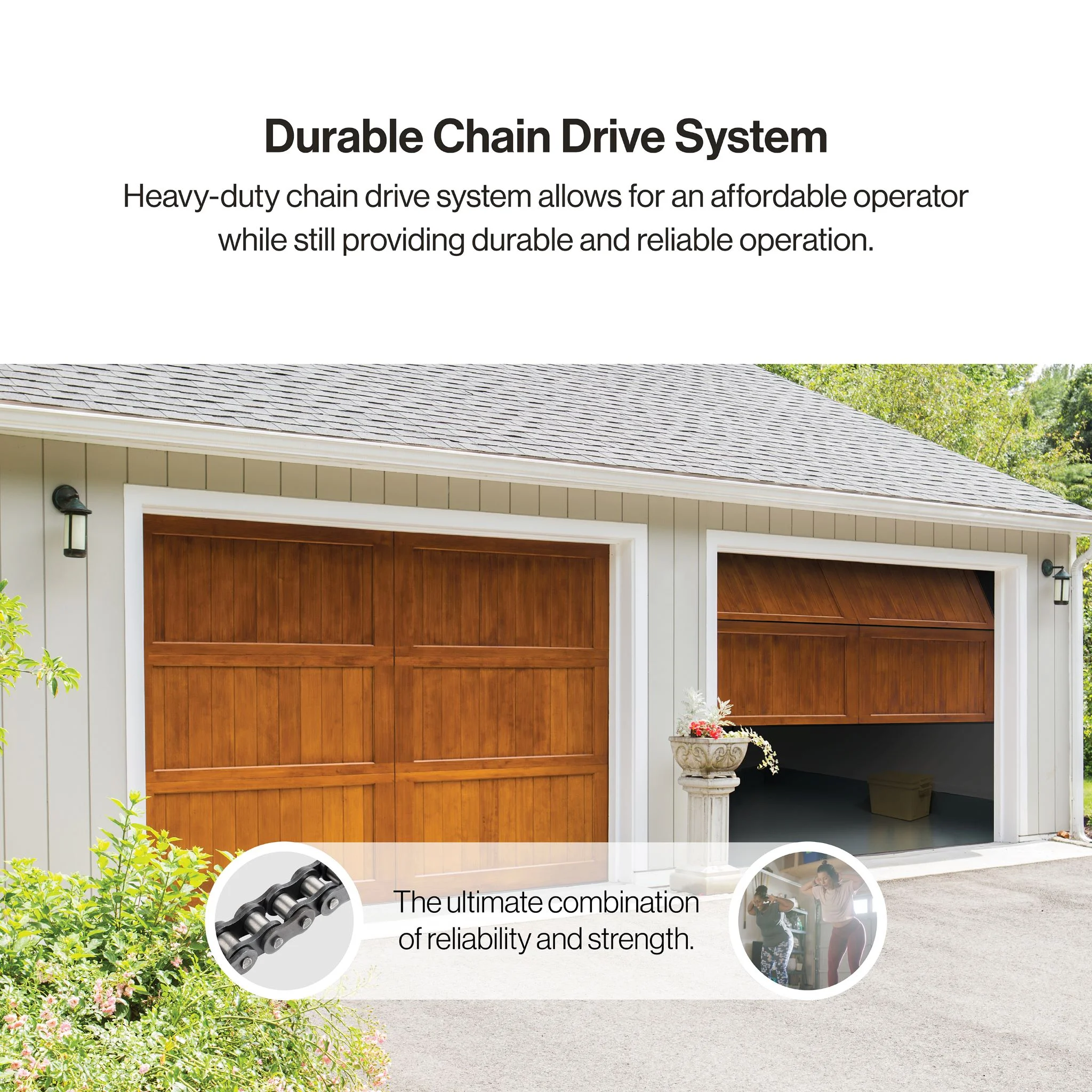 Genie Chain Drive 750 Garage Door Opener 3/4 HPC with Battery Backup, Quiet Chain Drive, Easy Installation, Includes Remotes & Keypad