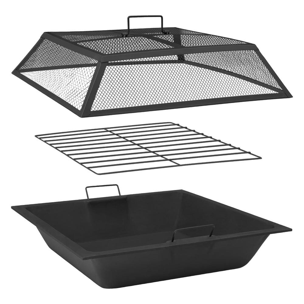 Hampton Bay 24′′ Steel Fire Pit Insert Set with Mesh Cover, 3-Piece Replacement Kit