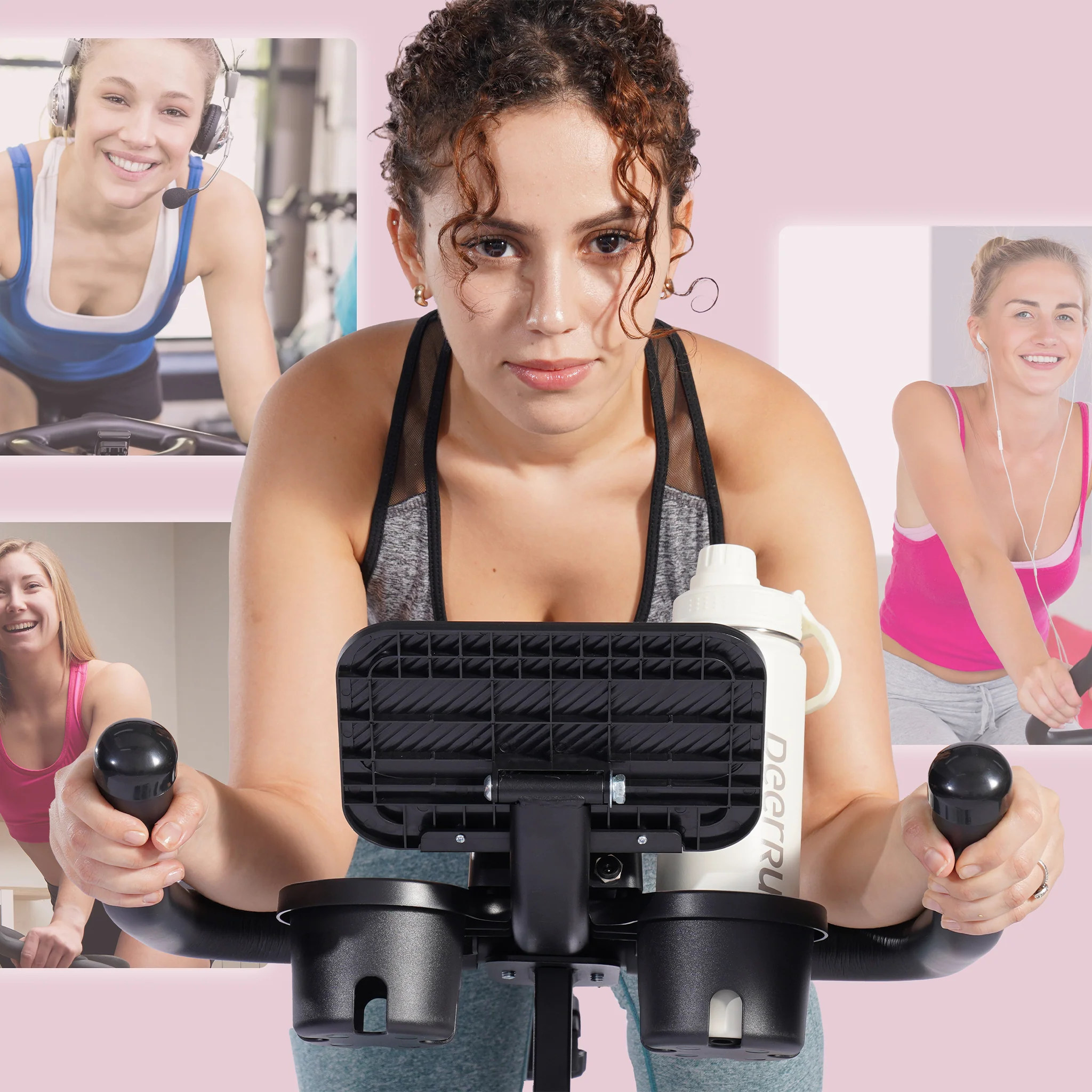 DeerRun S500 Indoor Smart Stationary Cycling Bike with PitPat App, 1-32 Magnetic Resistance-Pink