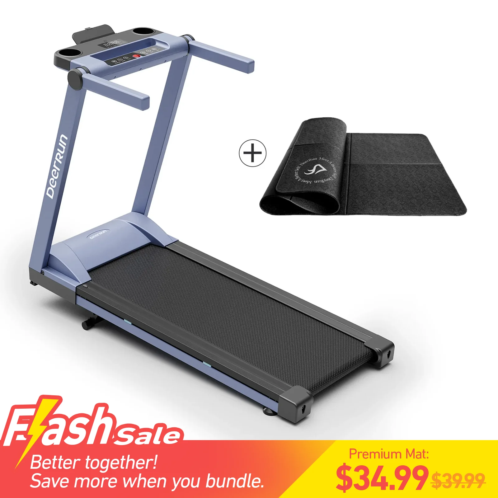 DeerRun A1 Pro Move+  6% Incline Foldable Treadmill——2025 Upgraded Chip & NFC Support | 350Lbs, 10mph Blue