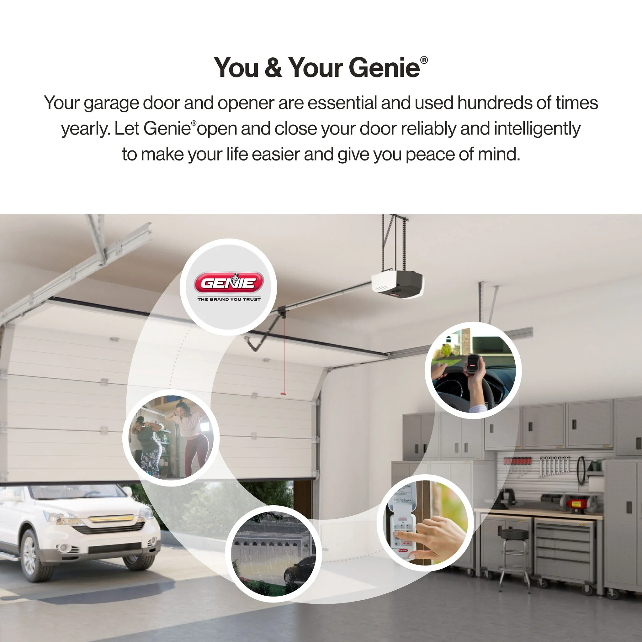 Genie Chain Drive 750 Garage Door Opener 3/4 HPC with Battery Backup, Quiet Chain Drive, Easy Installation, Includes Remotes & Keypad