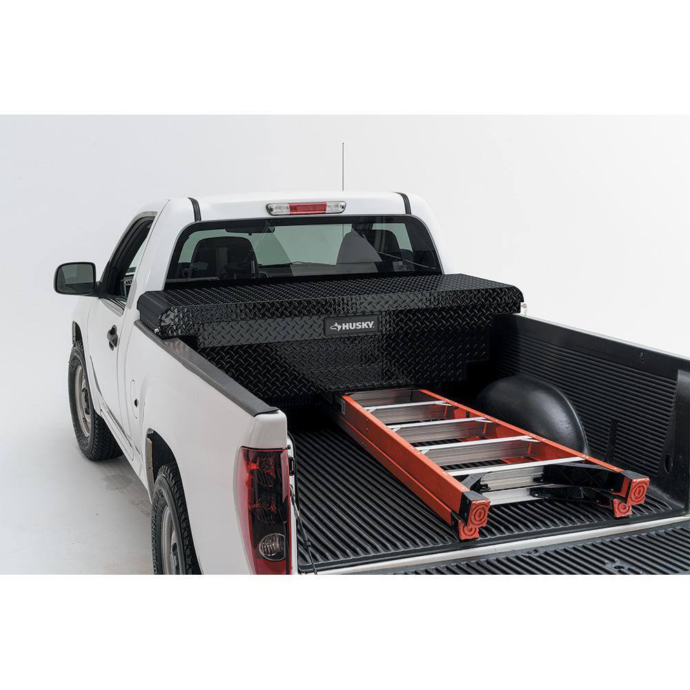 Husky 61.86′′ Matte Black Aluminum Low Profile Truck Tool Box for Mid-Size Trucks