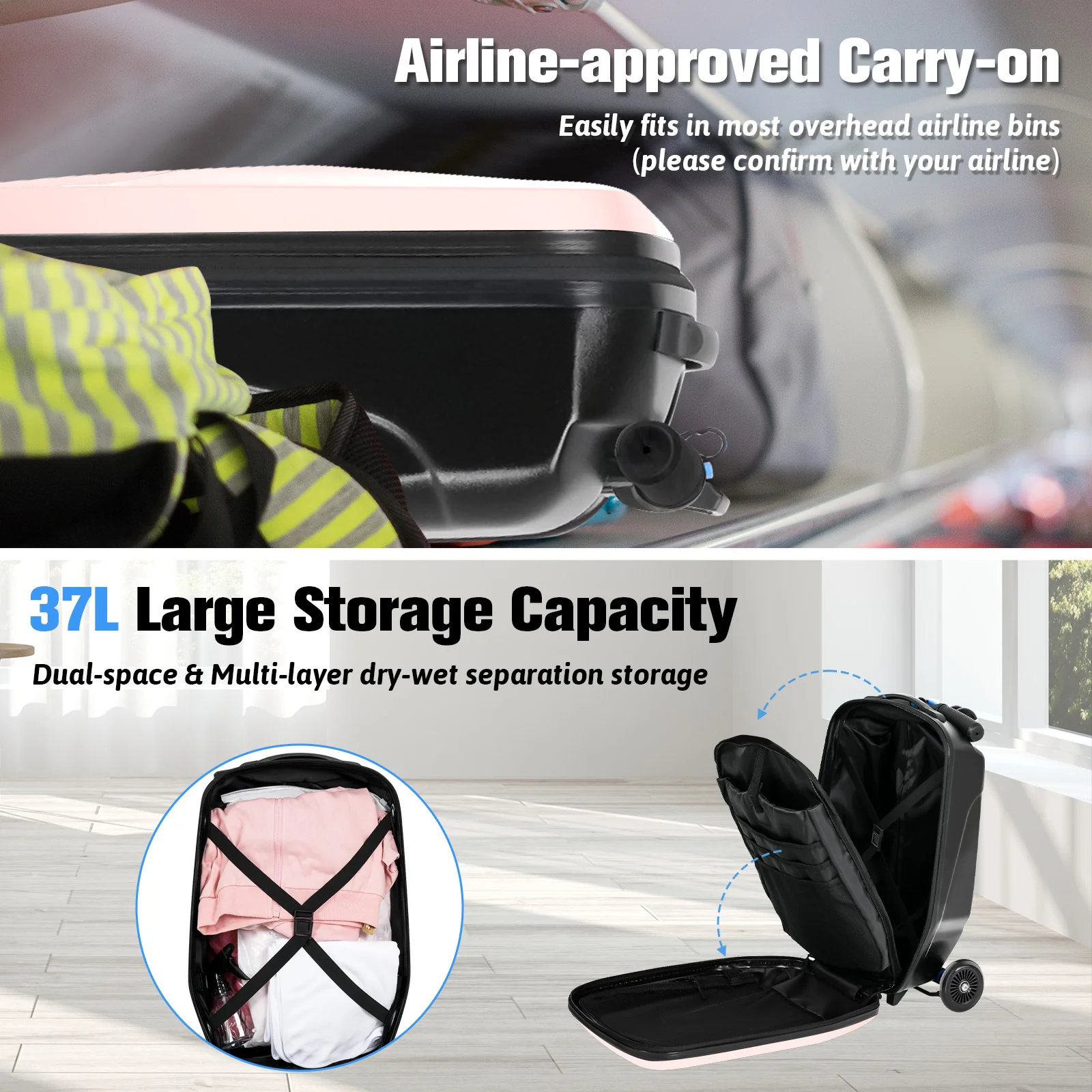 Advwin Foldable Hardshell Scooter Suitcase
