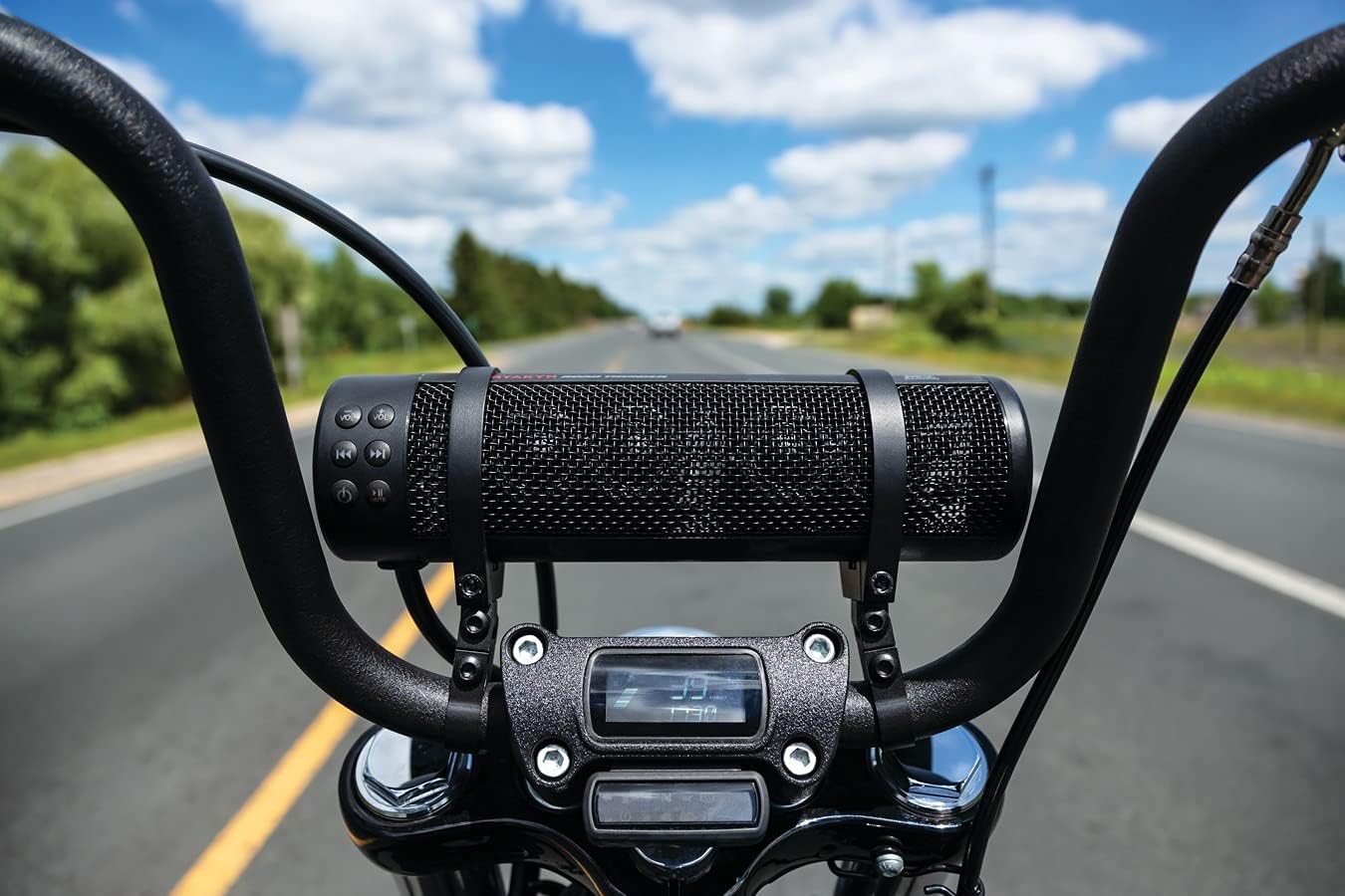 Kuryakyn Road Thunder 300W Waterproof Bluetooth Motorcycle Sound Bar, Handlebar Mount, Satin Black