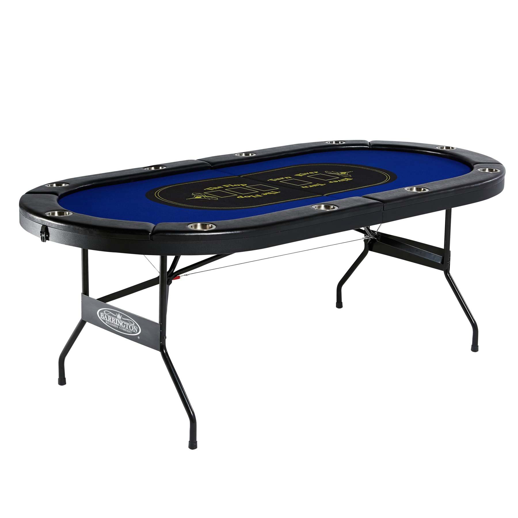 Barrington 10 Player Blue Poker Table with Metal Frame, No Assembly Needed