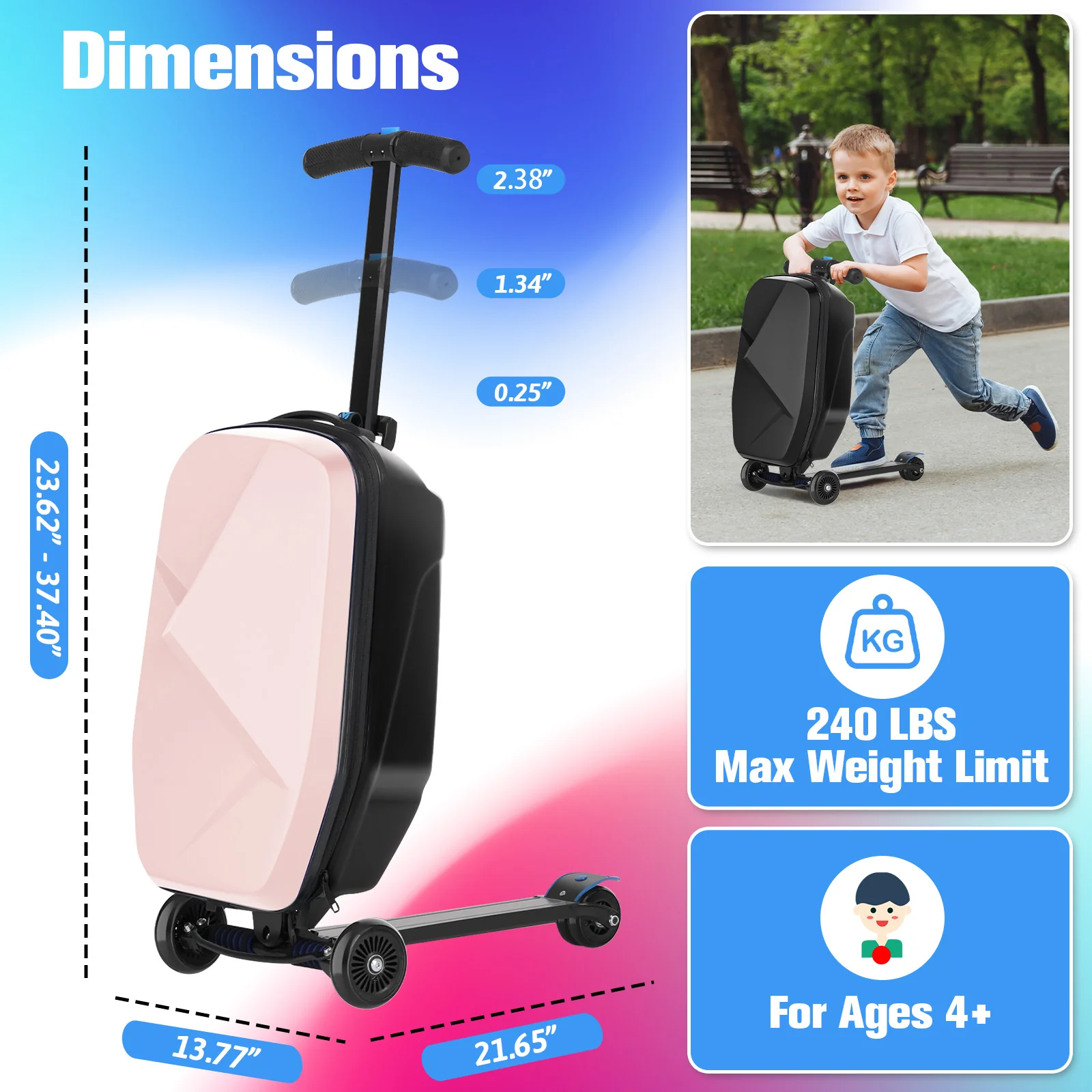 Advwin Foldable Hardshell Scooter Suitcase