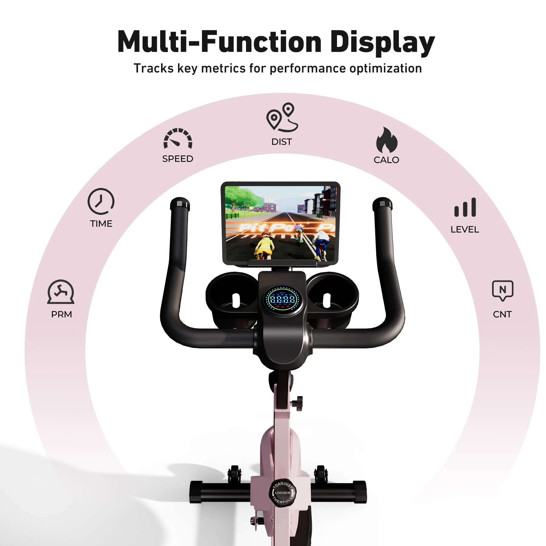 DeerRun S500 Indoor Smart Stationary Cycling Bike with PitPat App, 1-32 Magnetic Resistance-Pink