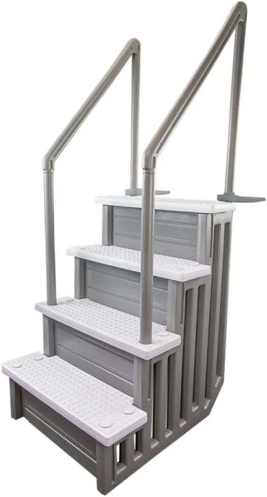 Select Anti-Slip in-Pool Steps | Gray | for Above Ground Swimming Pools | Can Mount to Decks 48